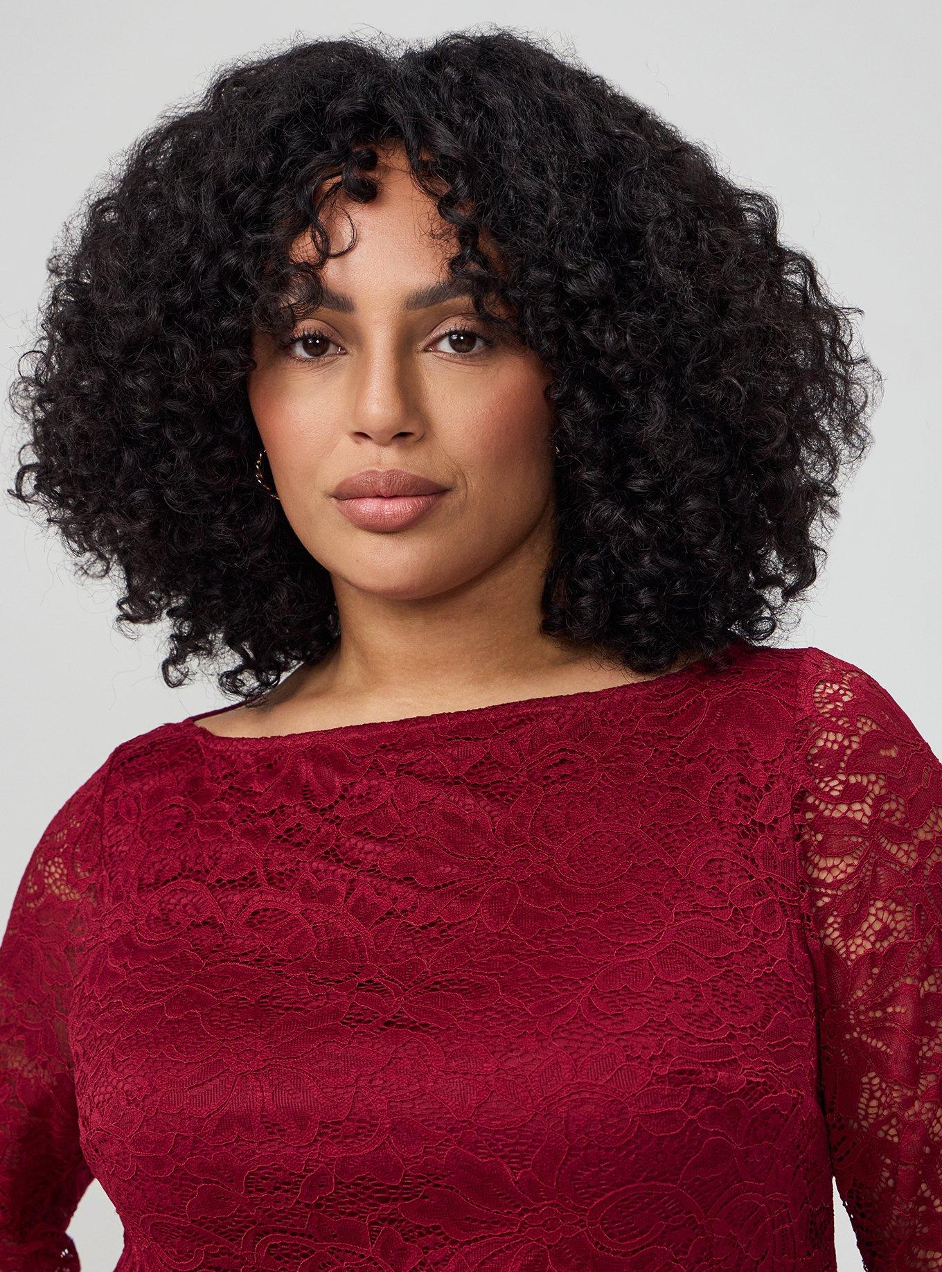 Studio Stretch Lace Crop Top, RUMBA RED, alternate