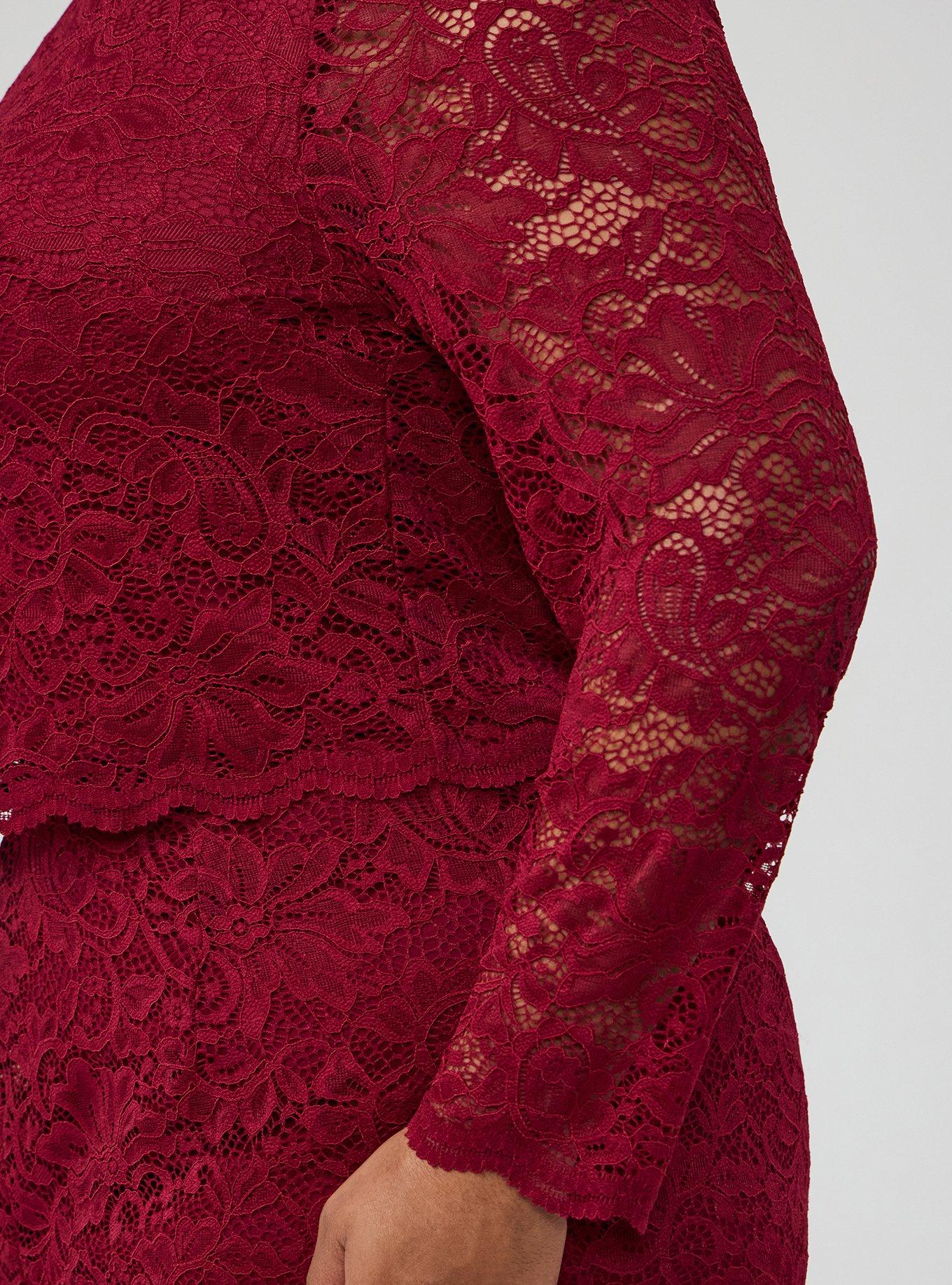 Studio Stretch Lace Crop Top, RUMBA RED, alternate