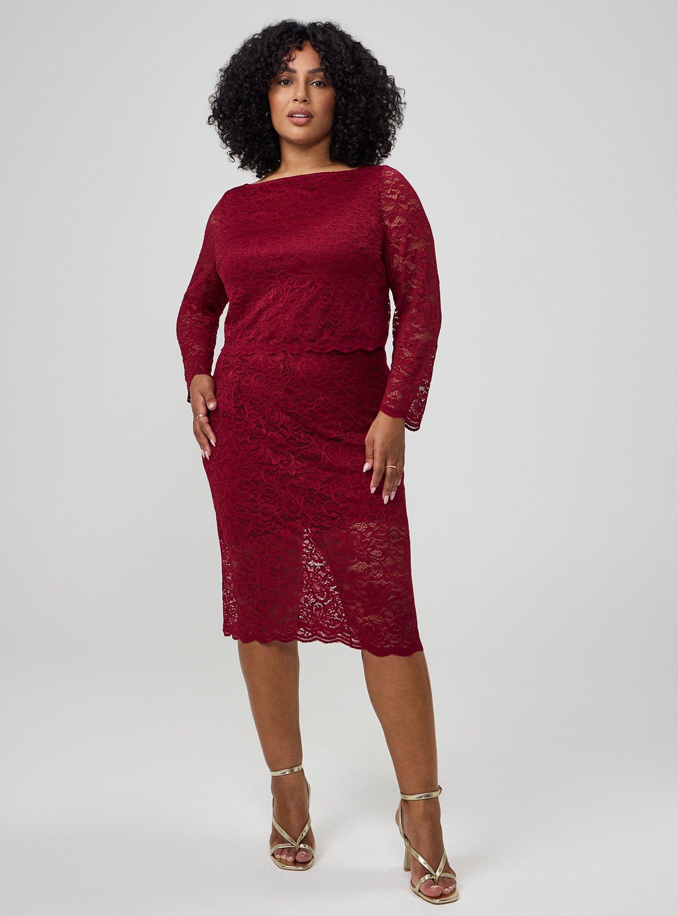 Studio Stretch Lace Crop Top, RUMBA RED, alternate