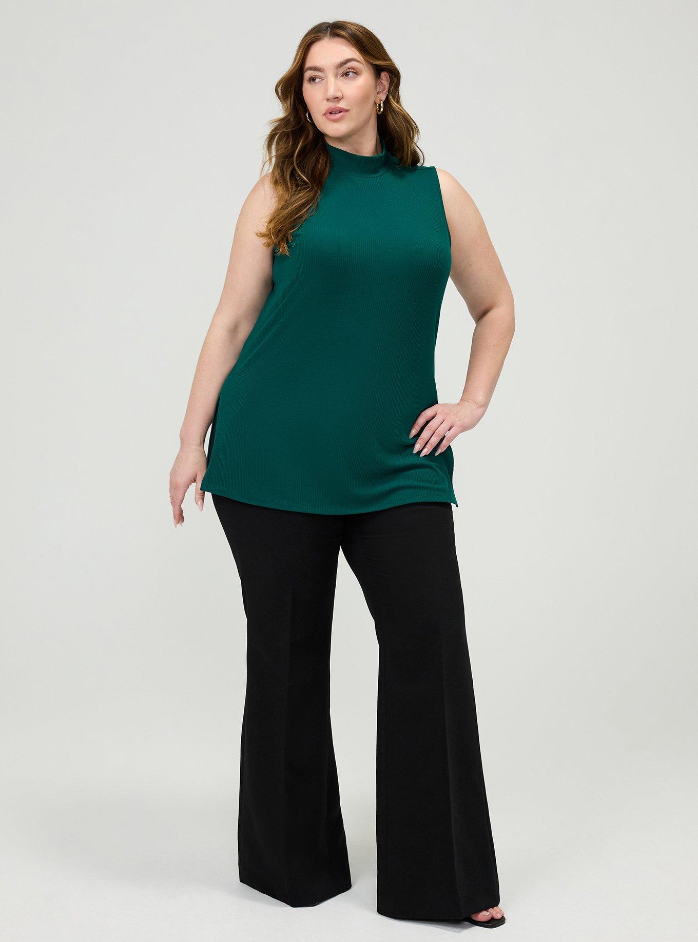 Super Soft Rib Mock Neck Side Slit Tank, BOTANICAL GARDEN, alternate