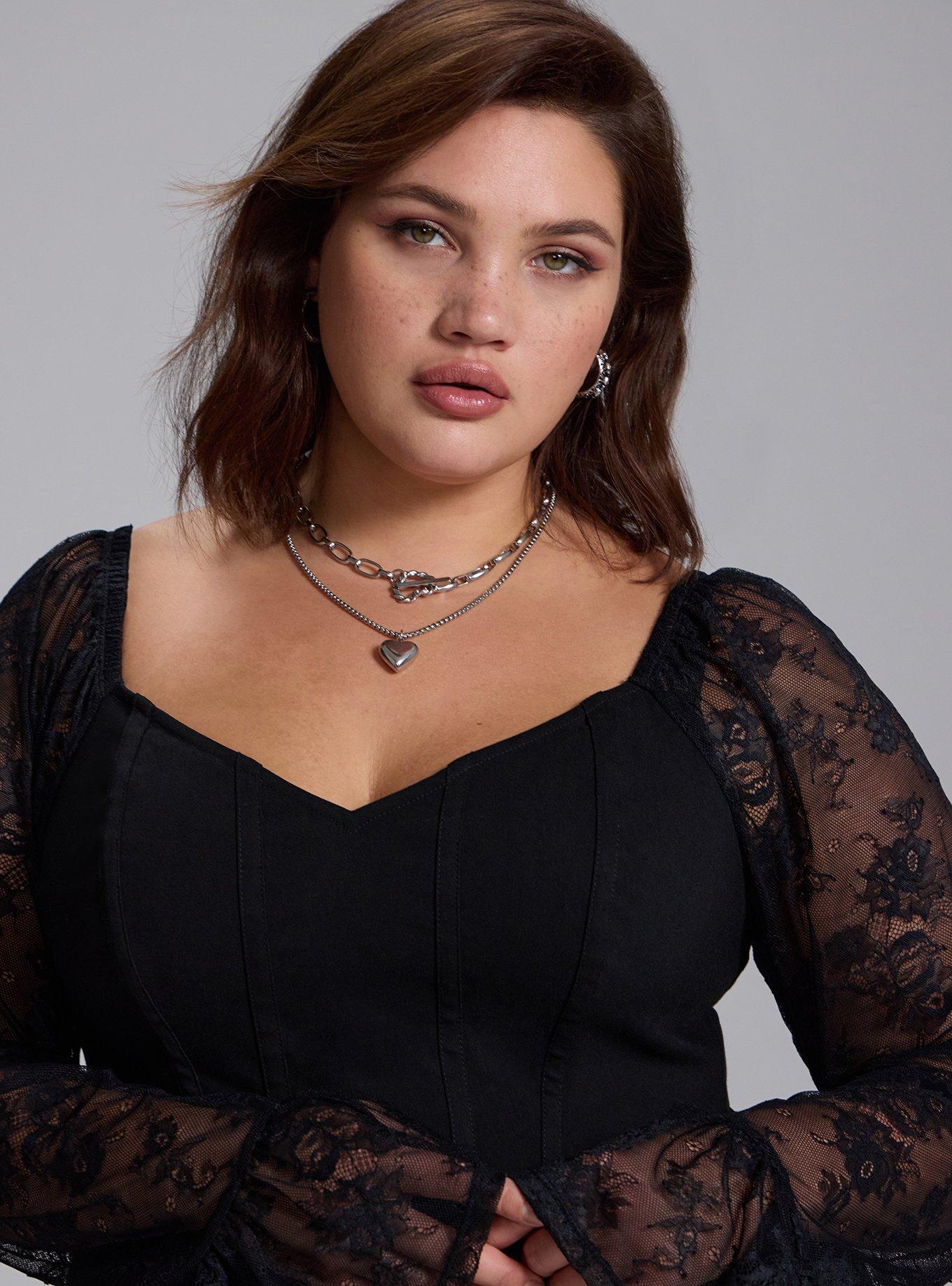 Nightfall Lace Bell Sleeve Mini Dress, DEEP BLACK, alternate