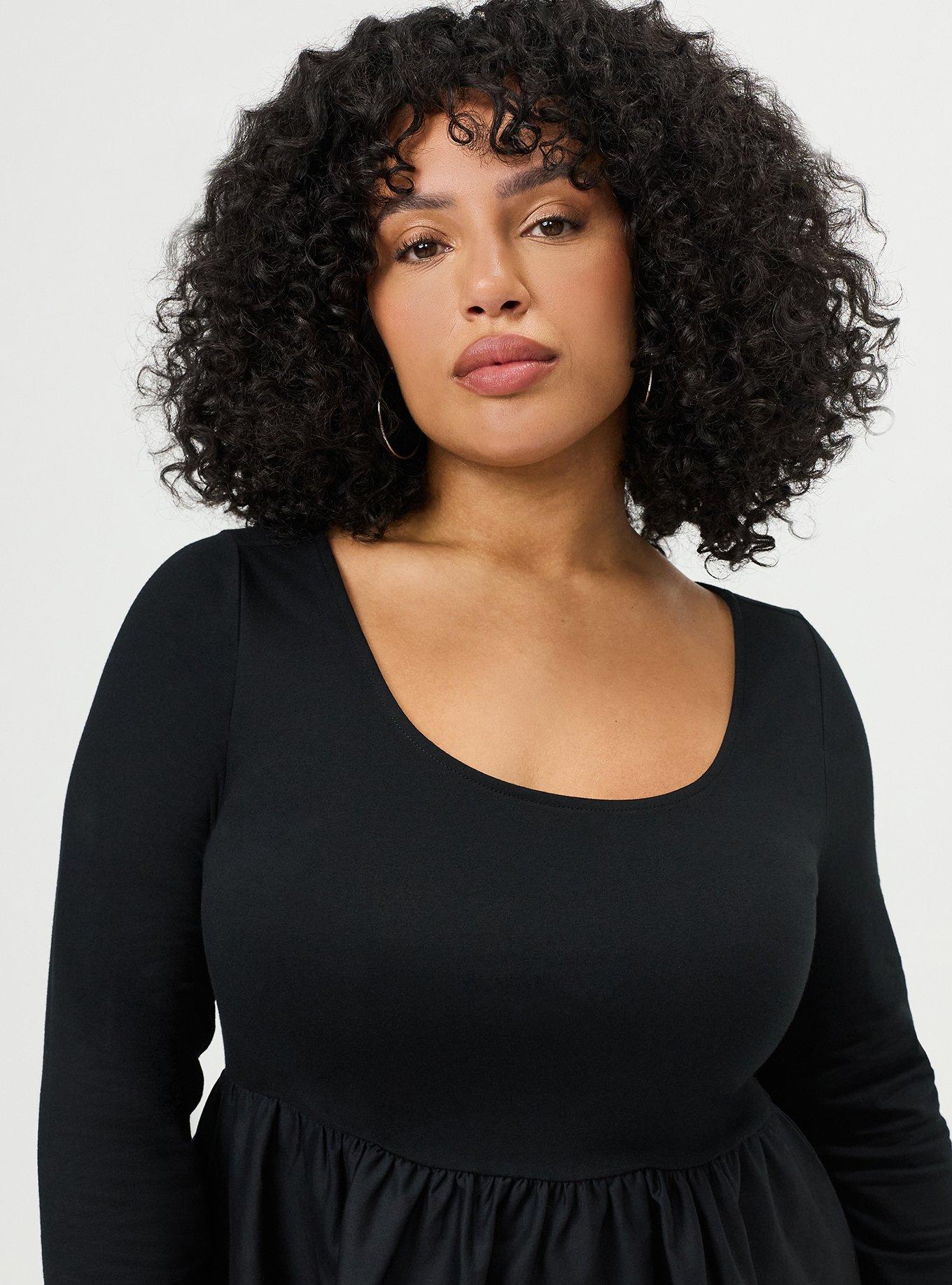 Foxy Knit to Woven Mini Dress, DEEP BLACK, alternate