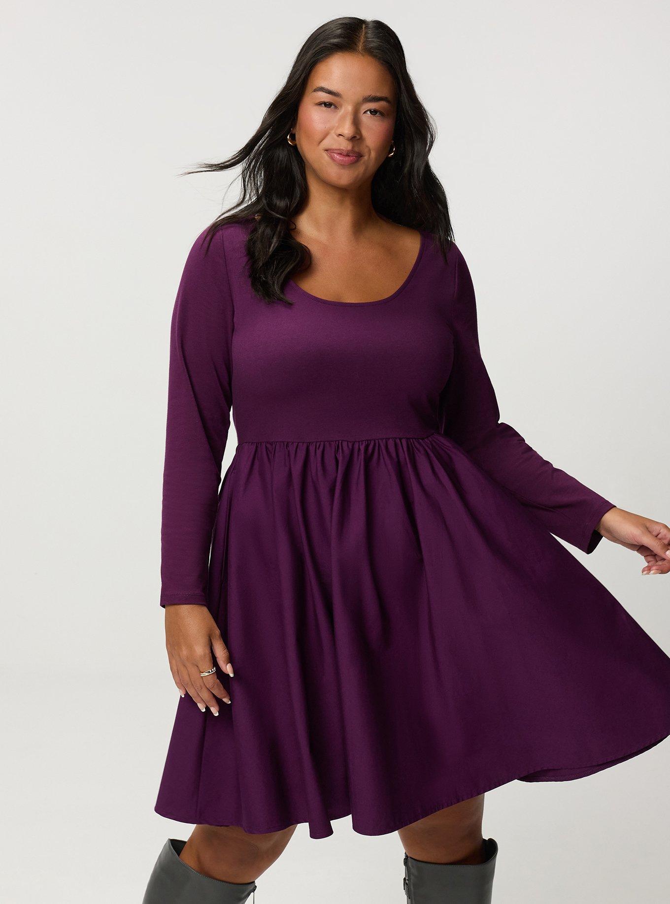 Foxy Knit to Woven Mini Dress, WINTER BLOOM, alternate