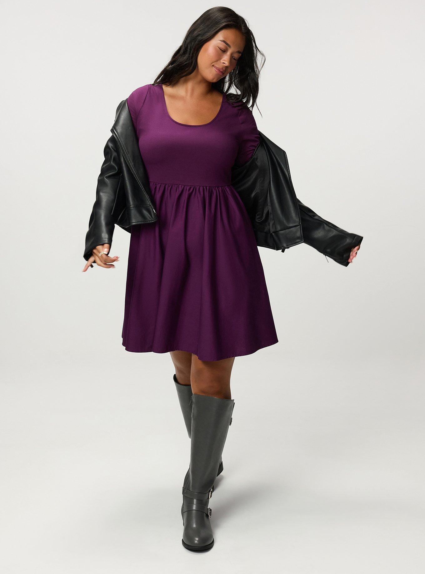 Foxy Knit to Woven Mini Dress, WINTER BLOOM, alternate