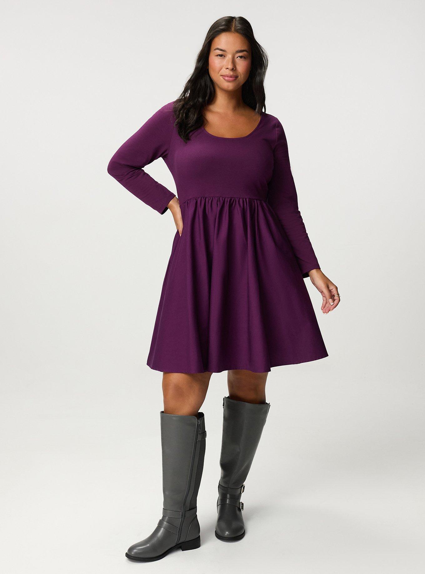 Foxy Knit to Woven Mini Dress, WINTER BLOOM, hi-res