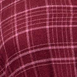 Y-Neck Tiered Mini Dress, TOWN PLAID BURGUNDY, swatch