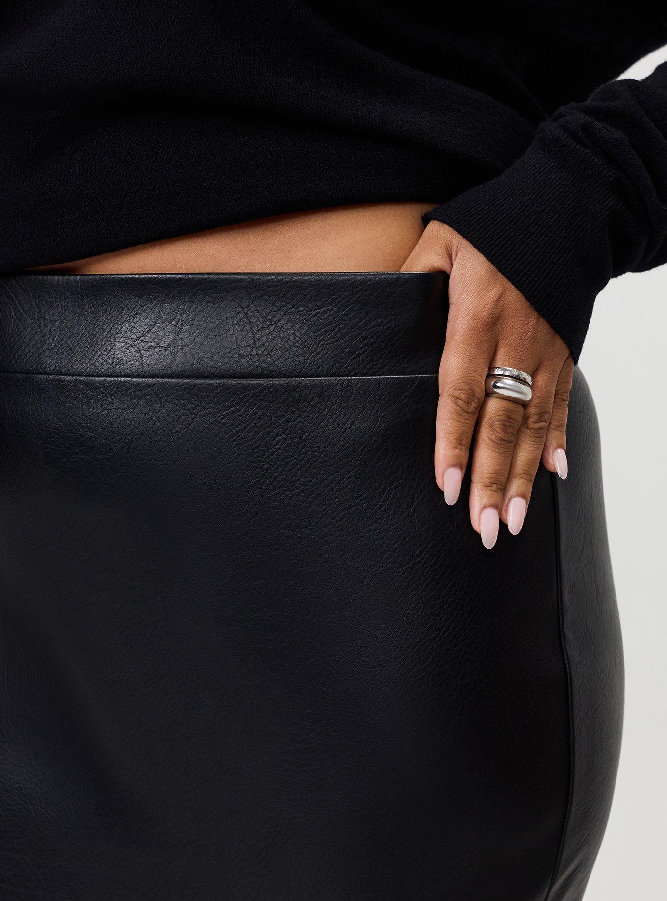Plus Size Pencil Midi Skirt, DEEP BLACK, alternate