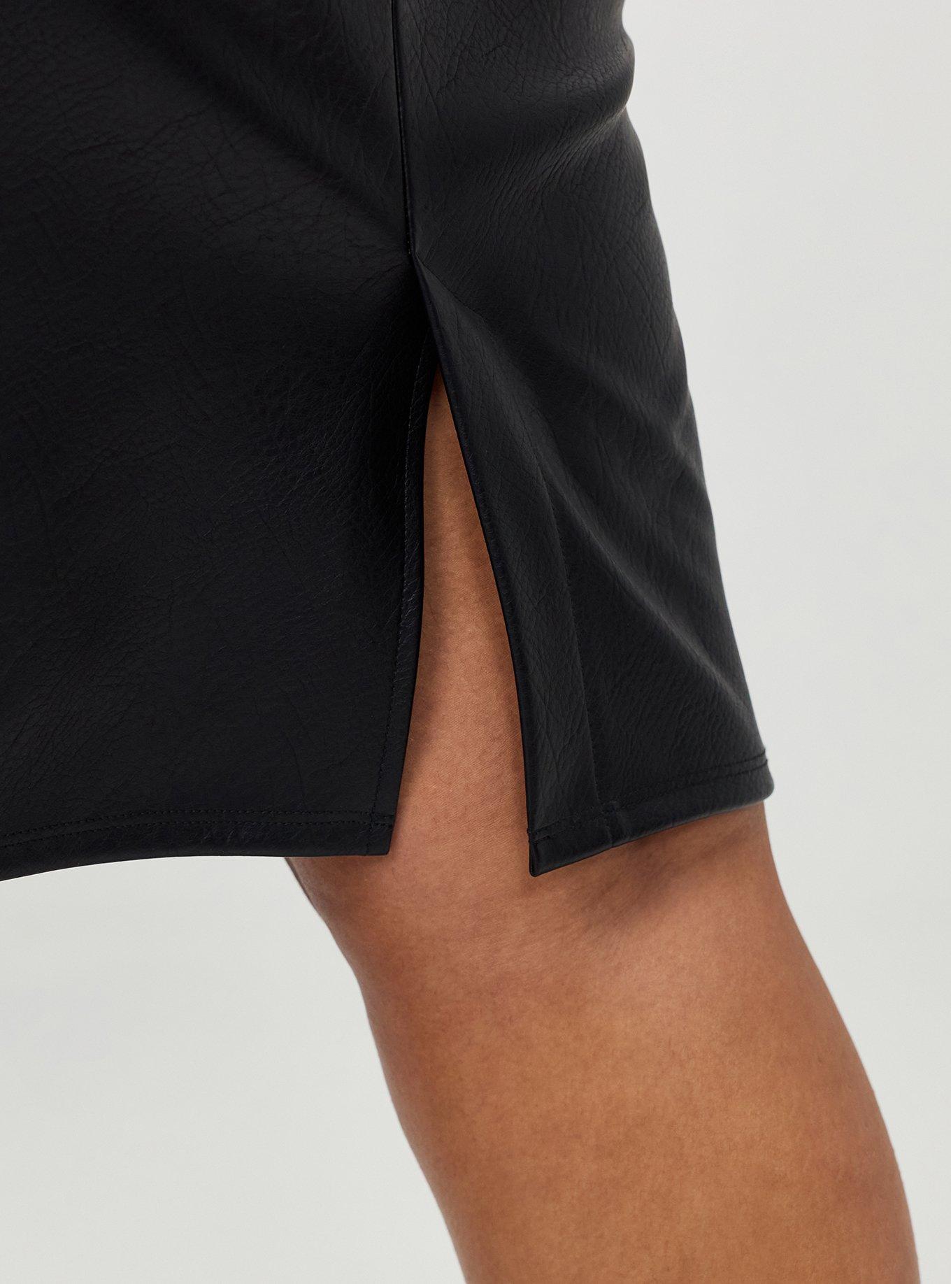 Plus Size Pencil Midi Skirt, DEEP BLACK, alternate