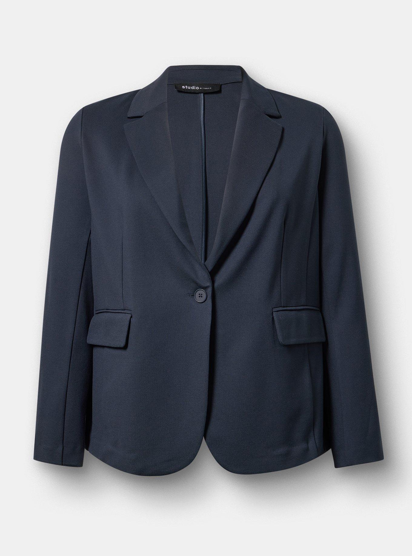 Luxe Tailored Ponte Blazer, TOTAL ECLIPSE, flat