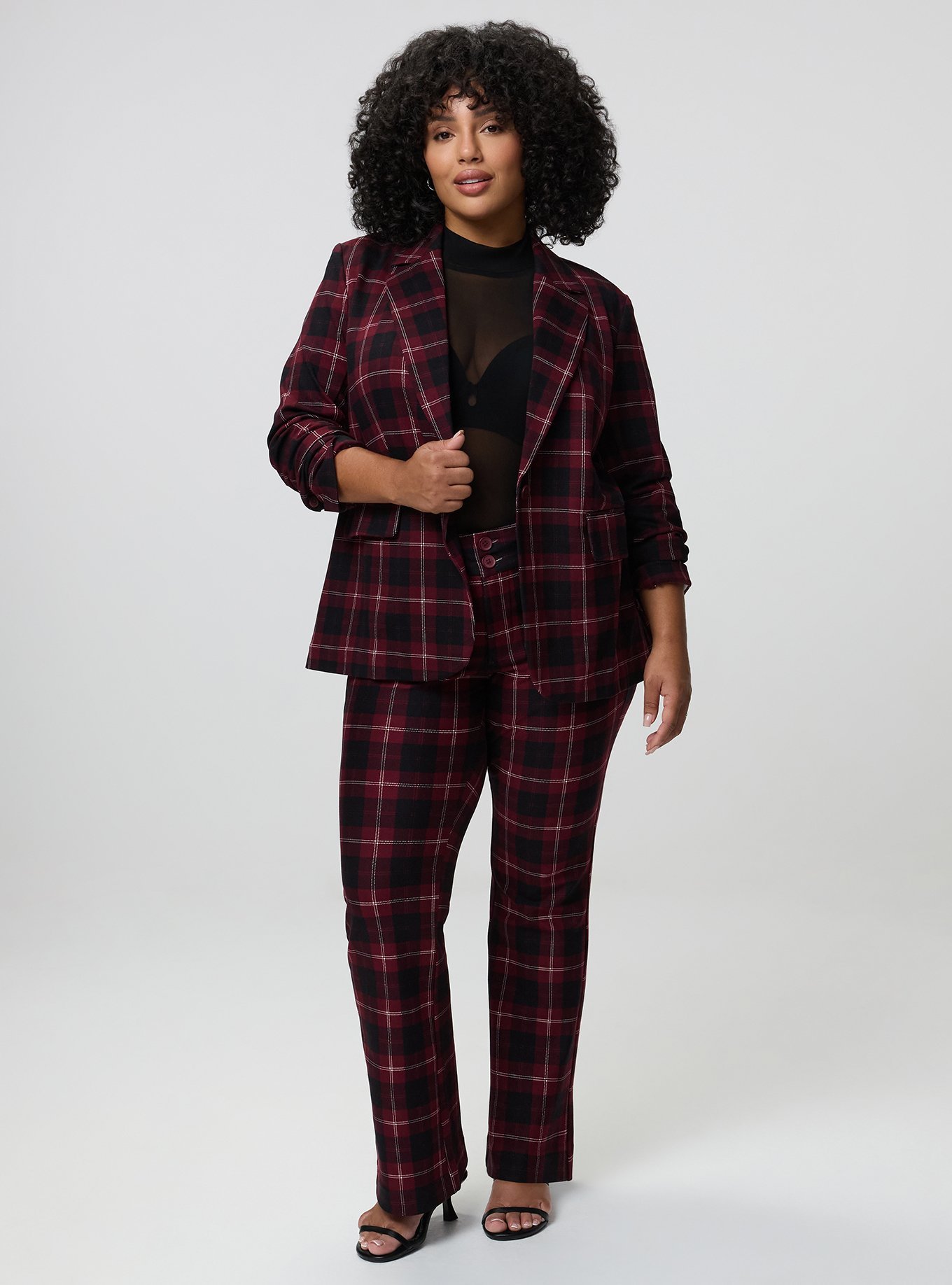 Luxe Tailored Ponte Blazer, BUFFALO UPDATE BURGUNDY, alternate