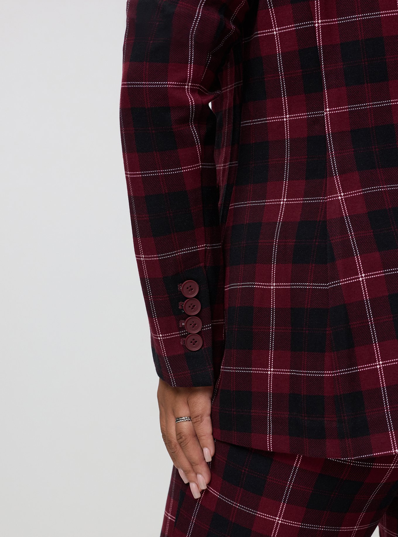 Luxe Tailored Ponte Blazer, BUFFALO UPDATE BURGUNDY, alternate