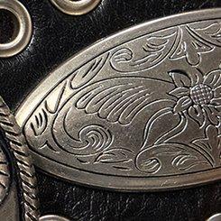 Plus Size Oval Medallion Western Belt, BLACK, swatch