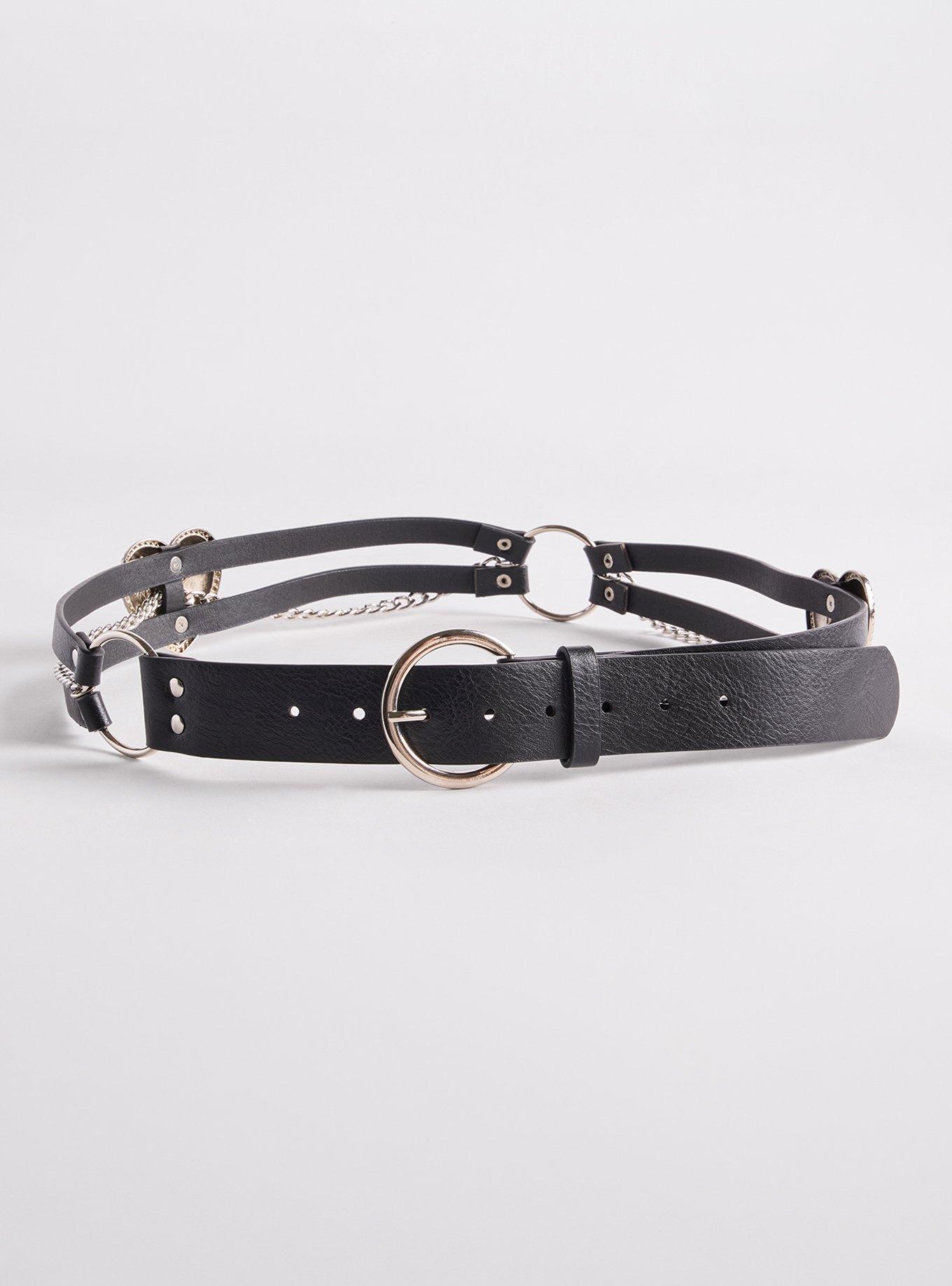 Heart Chain Denim Belt, BLACK, alternate