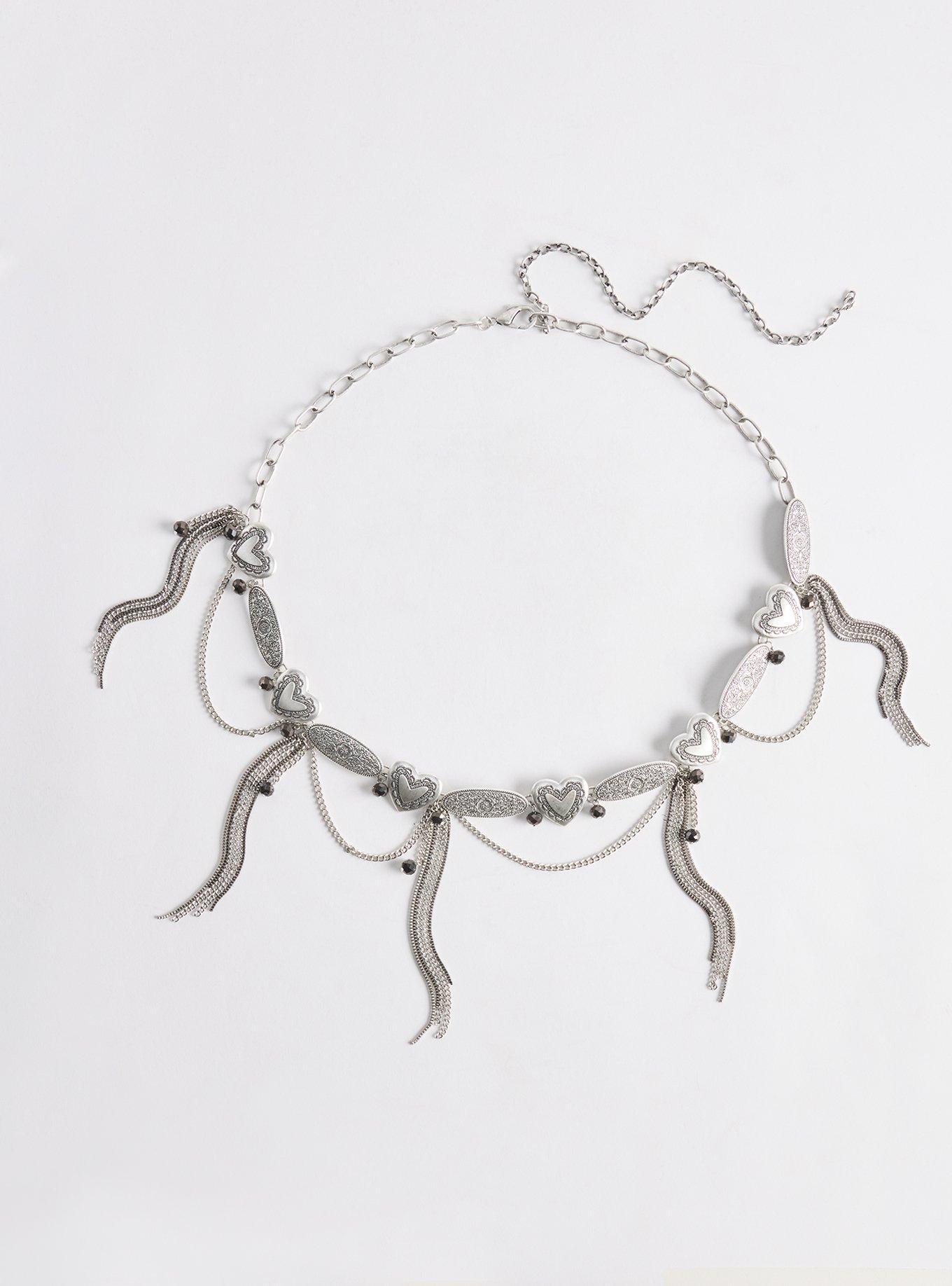 Plus Size Heart Swag Chain Belt, SILVER, alternate