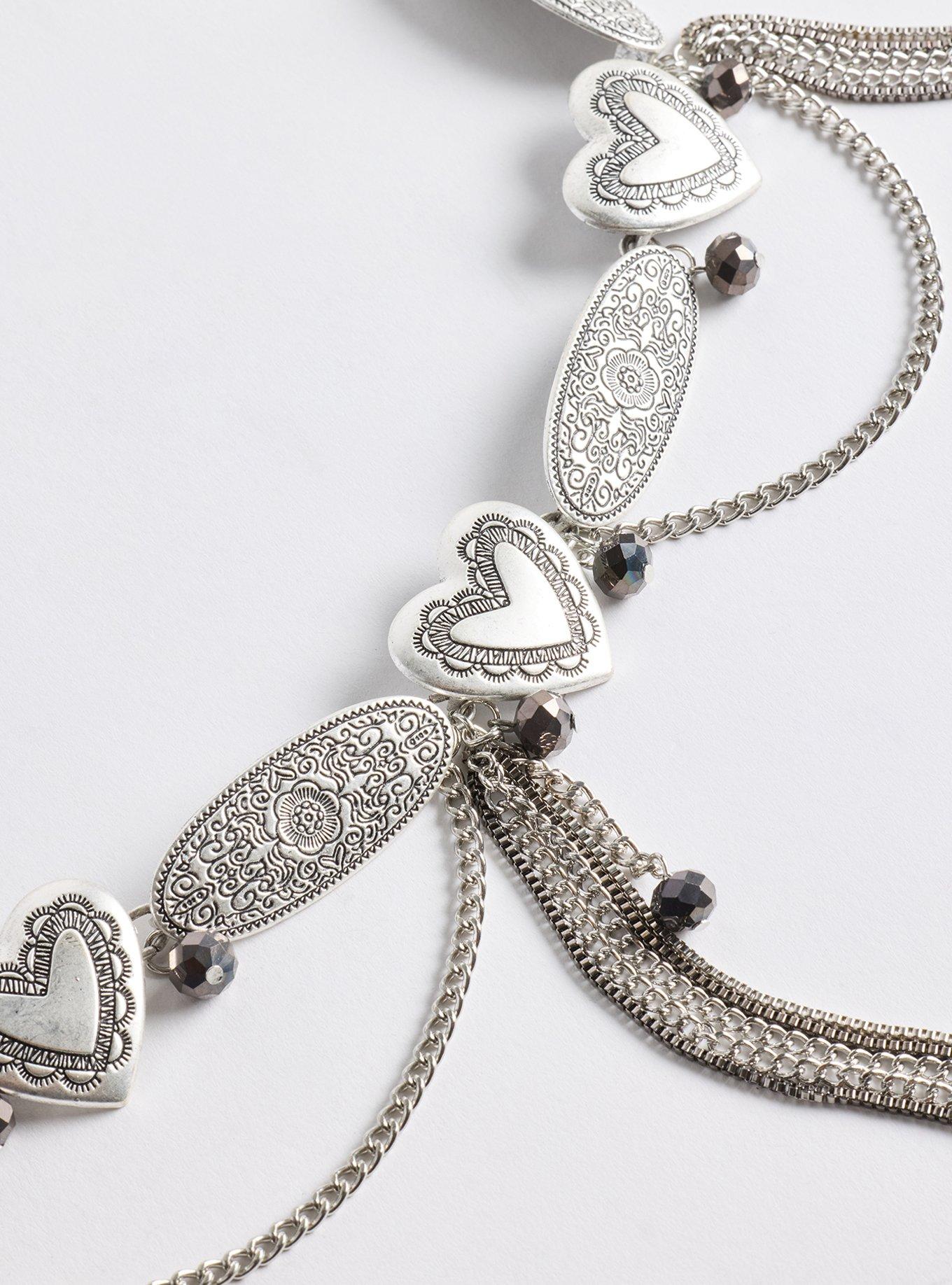 Plus Size Heart Swag Chain Belt, SILVER, alternate