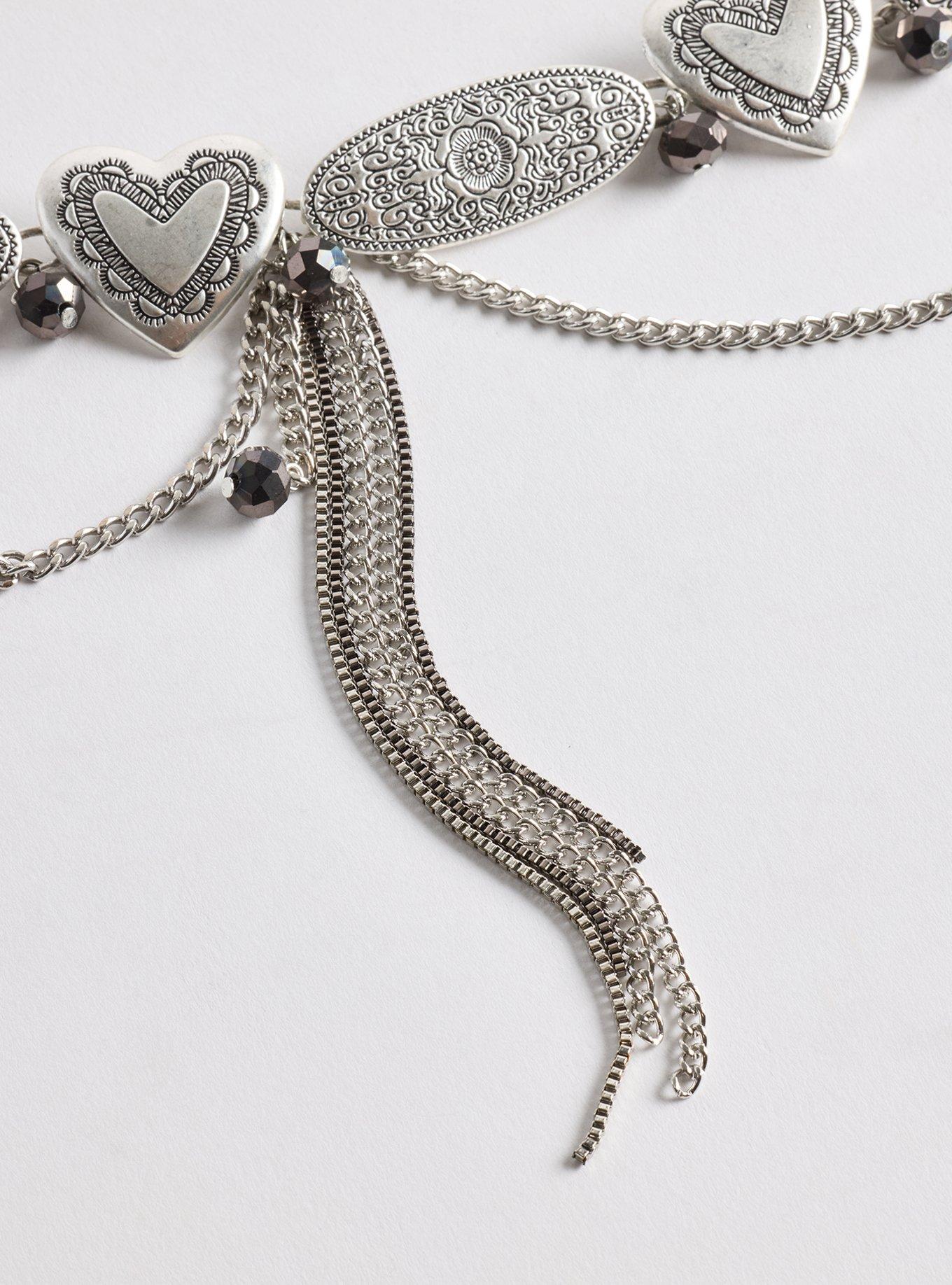 Plus Size Heart Swag Chain Belt, SILVER, alternate
