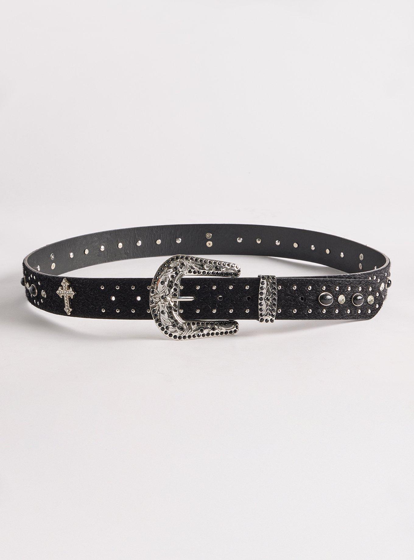 Cross Studded Jean Belt, BLACK, alternate