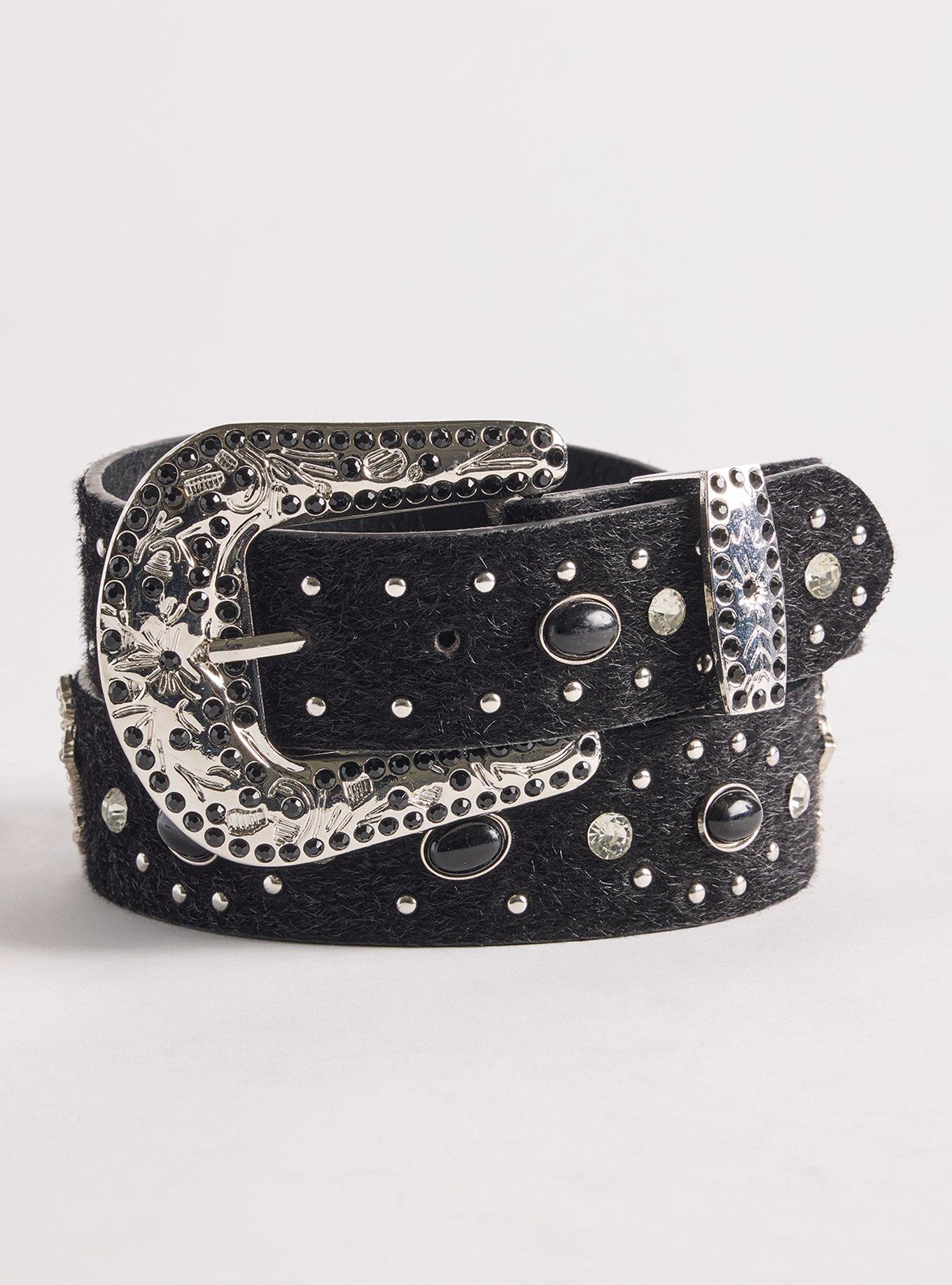 Cross Studded Jean Belt, BLACK, hi-res