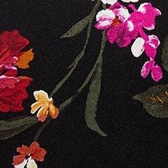 Super Soft Crew Lace Flutter Sleeve Top, CLASSICAL FLORAL BLACK, swatch