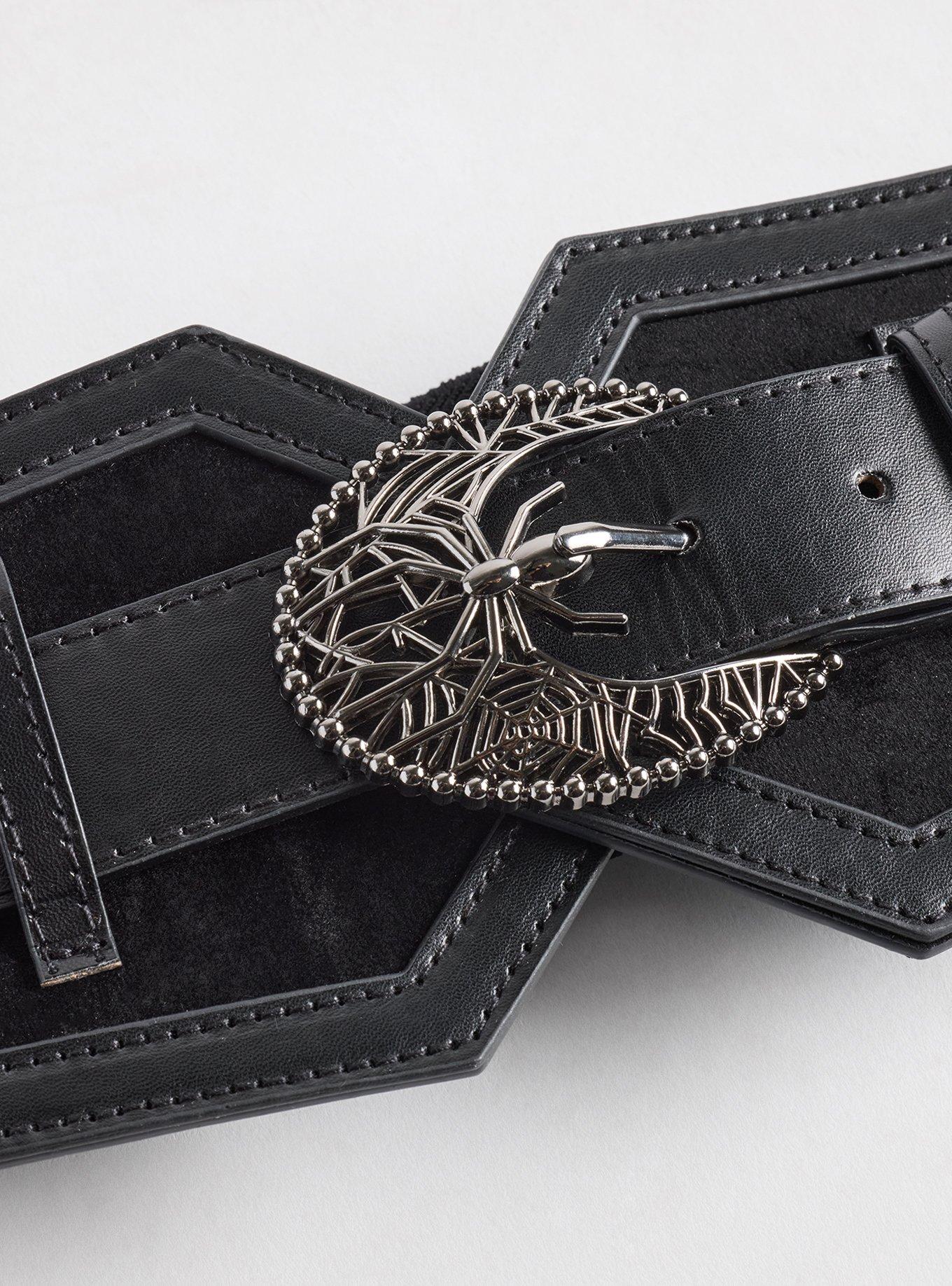 Spider Web Stretch Waist Belt, BLACK, alternate