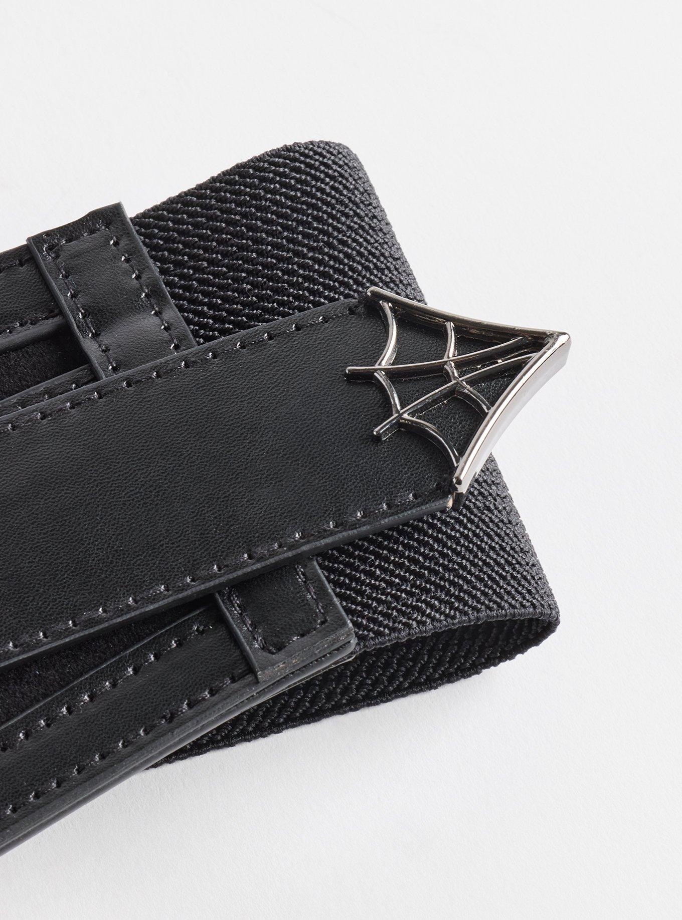 Spider Web Stretch Waist Belt, BLACK, alternate