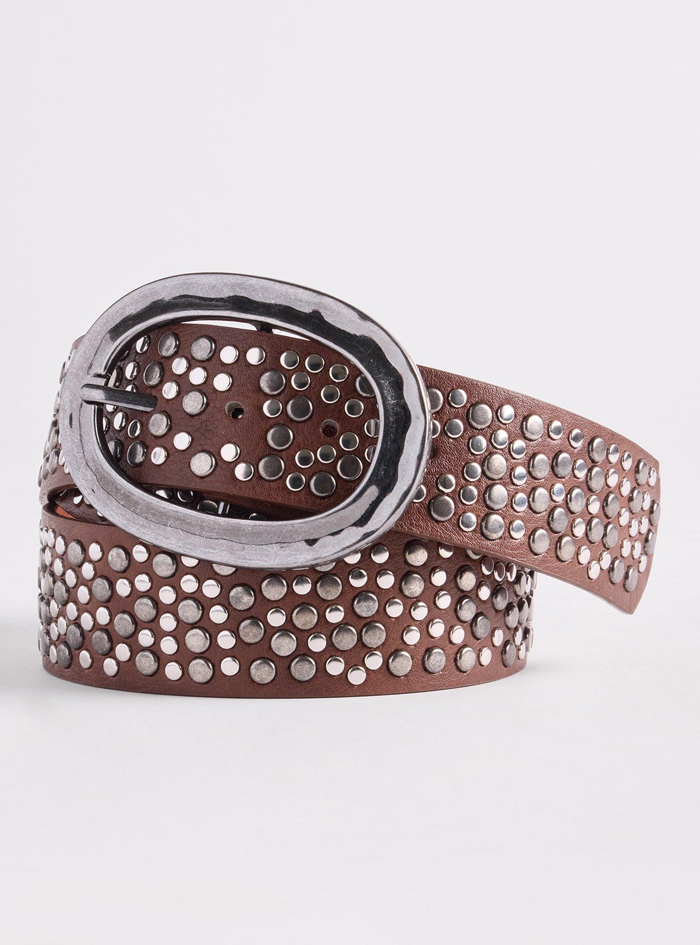 Multi Studded Jean Belt, BROWN, hi-res