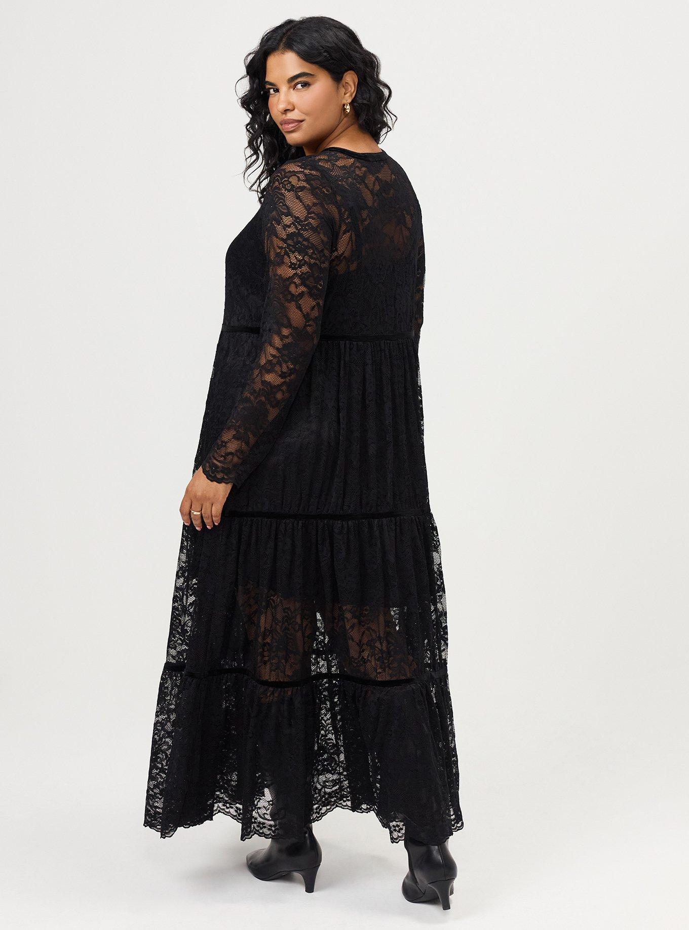 Studio Deep V-Neck Lace Maxi Dress, DEEP BLACK, alternate
