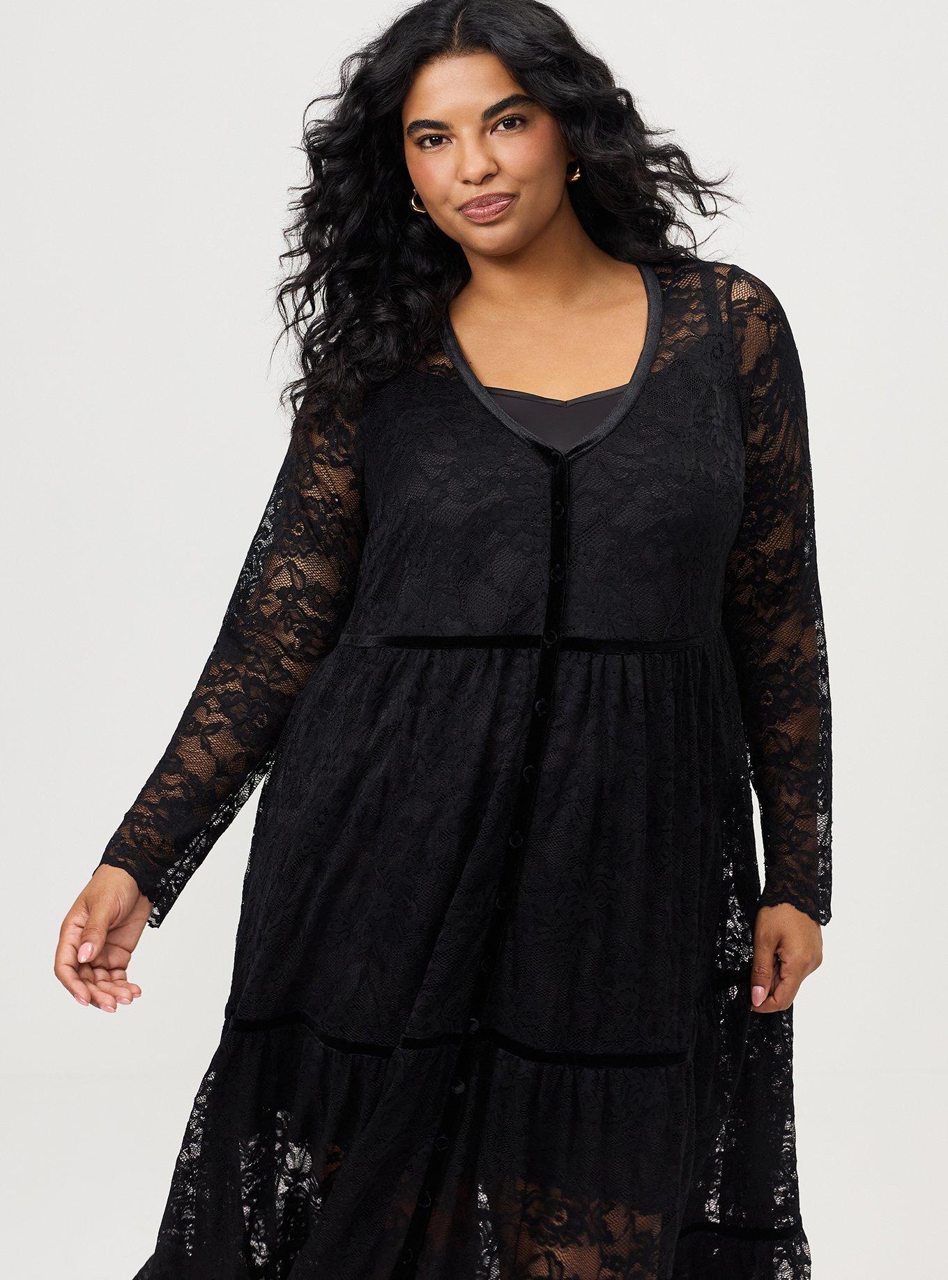 Studio Deep V-Neck Lace Maxi Dress, DEEP BLACK, alternate