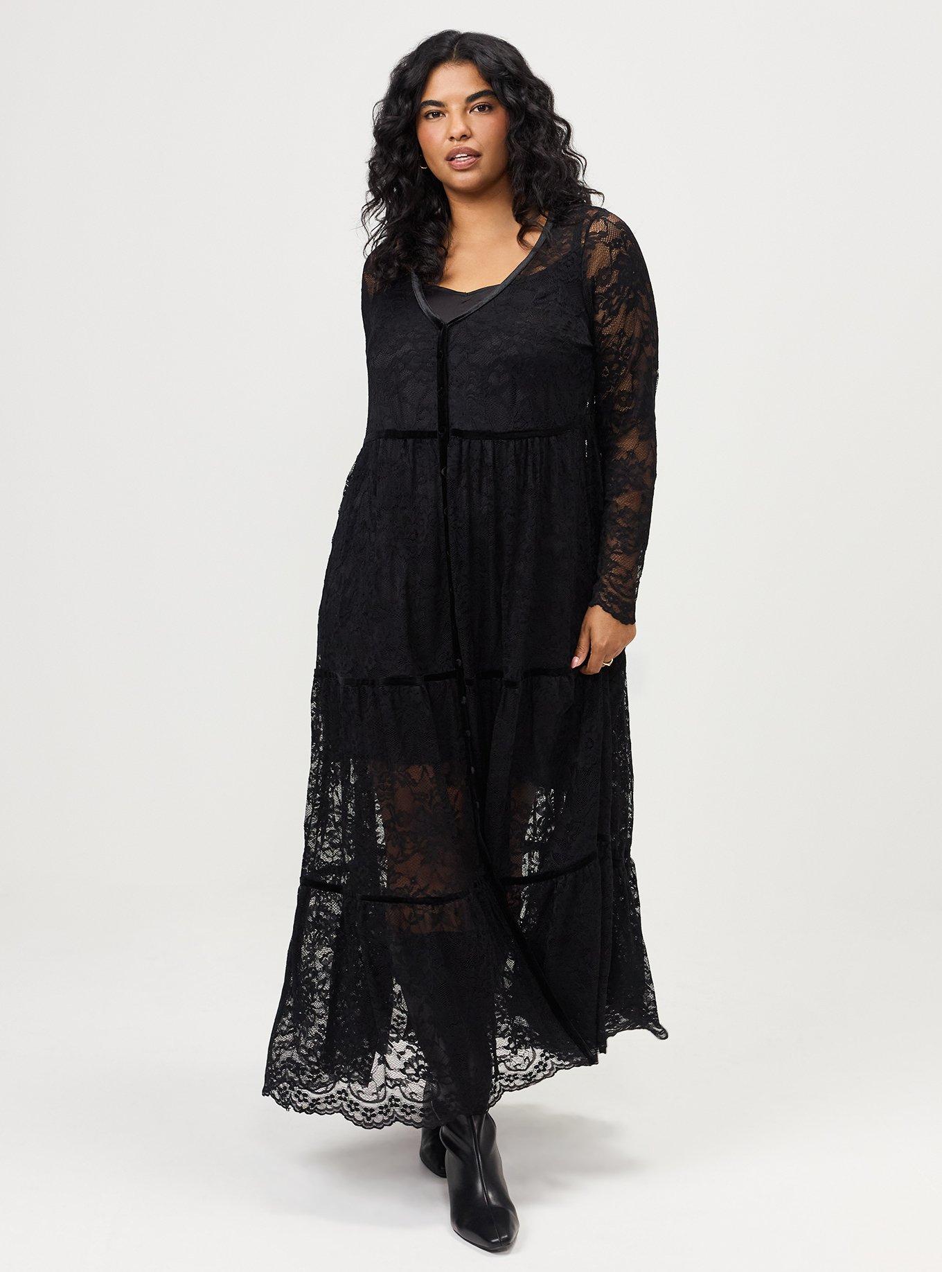 Studio Deep V-Neck Lace Maxi Dress, DEEP BLACK, alternate