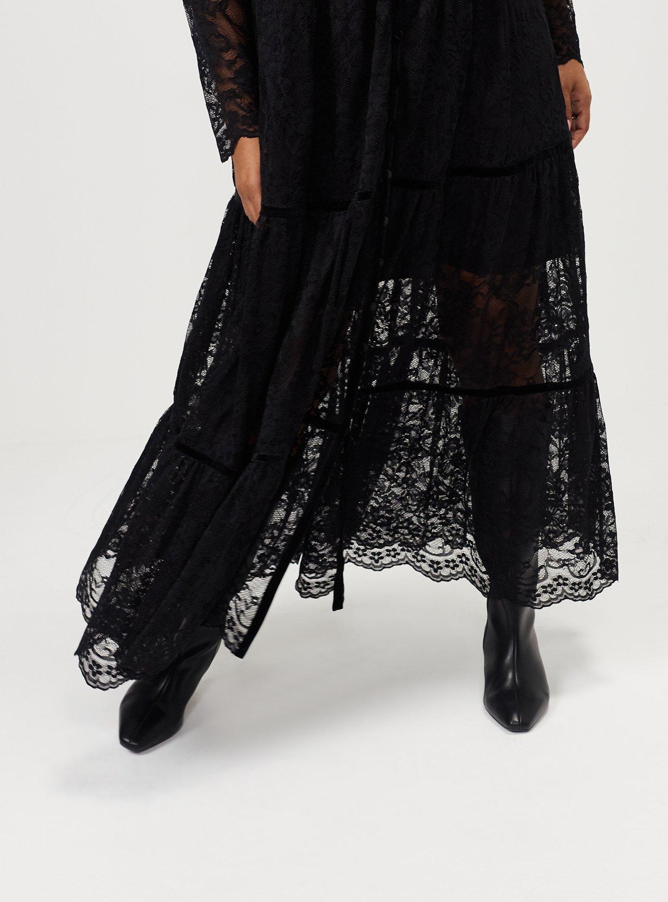 Studio Deep V-Neck Lace Maxi Dress, DEEP BLACK, alternate