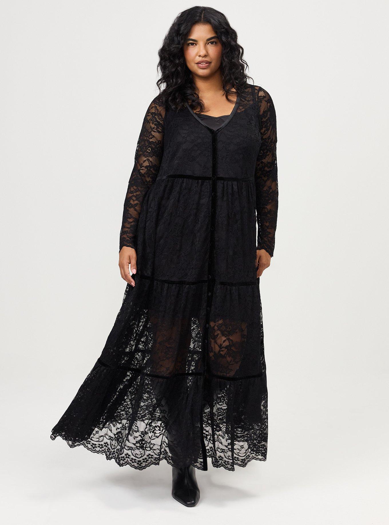 Studio Deep V-Neck Lace Maxi Dress, DEEP BLACK, hi-res