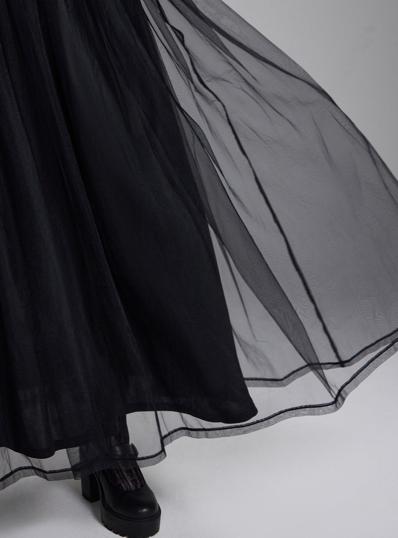 Nightfall Strappy Tulle Skirt Mini Dress, DEEP BLACK, alternate