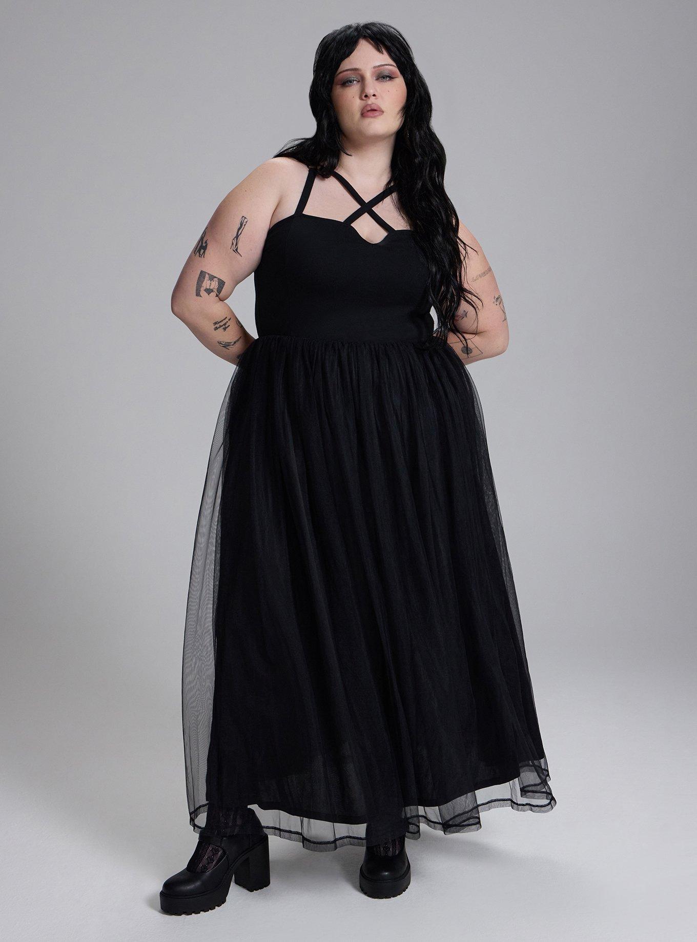 Nightfall Strappy Tulle Skirt Mini Dress, DEEP BLACK, hi-res