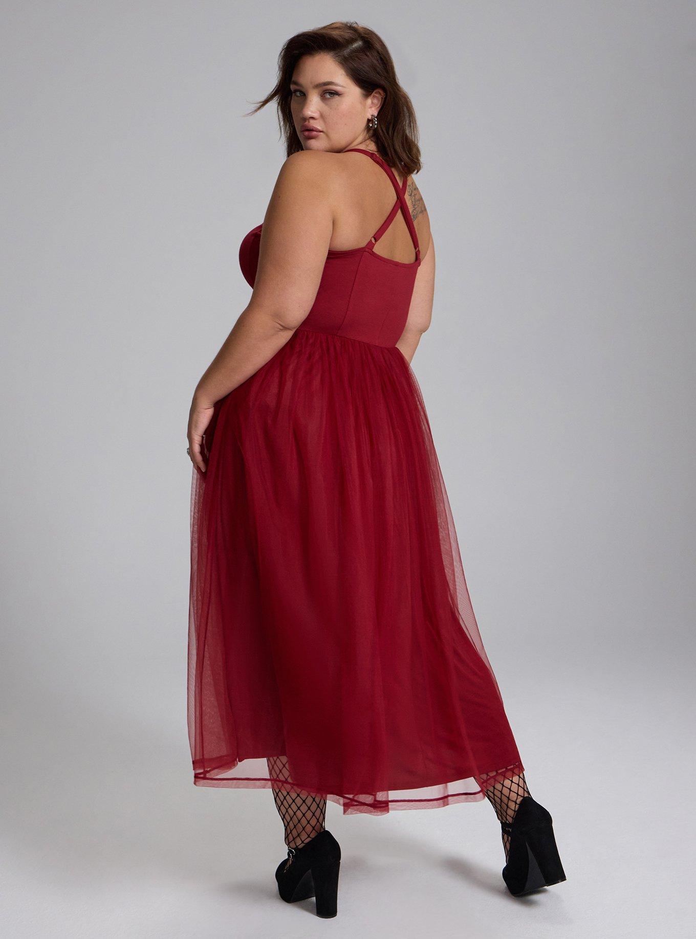 Nightfall Strappy Tulle Skirt Mini Dress, Sun Dried Tomato, alternate