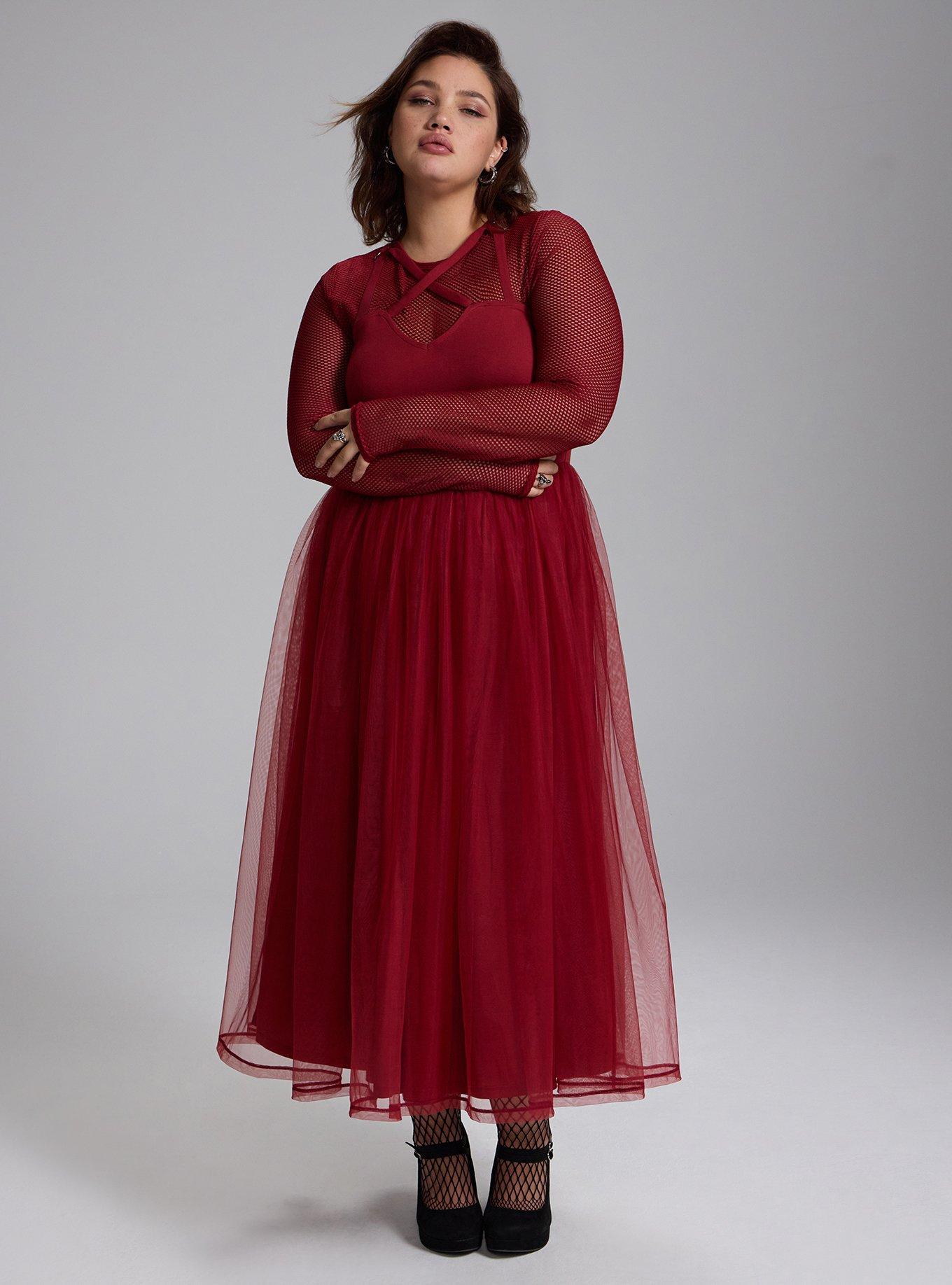 Nightfall Strappy Tulle Skirt Mini Dress, Sun Dried Tomato, alternate
