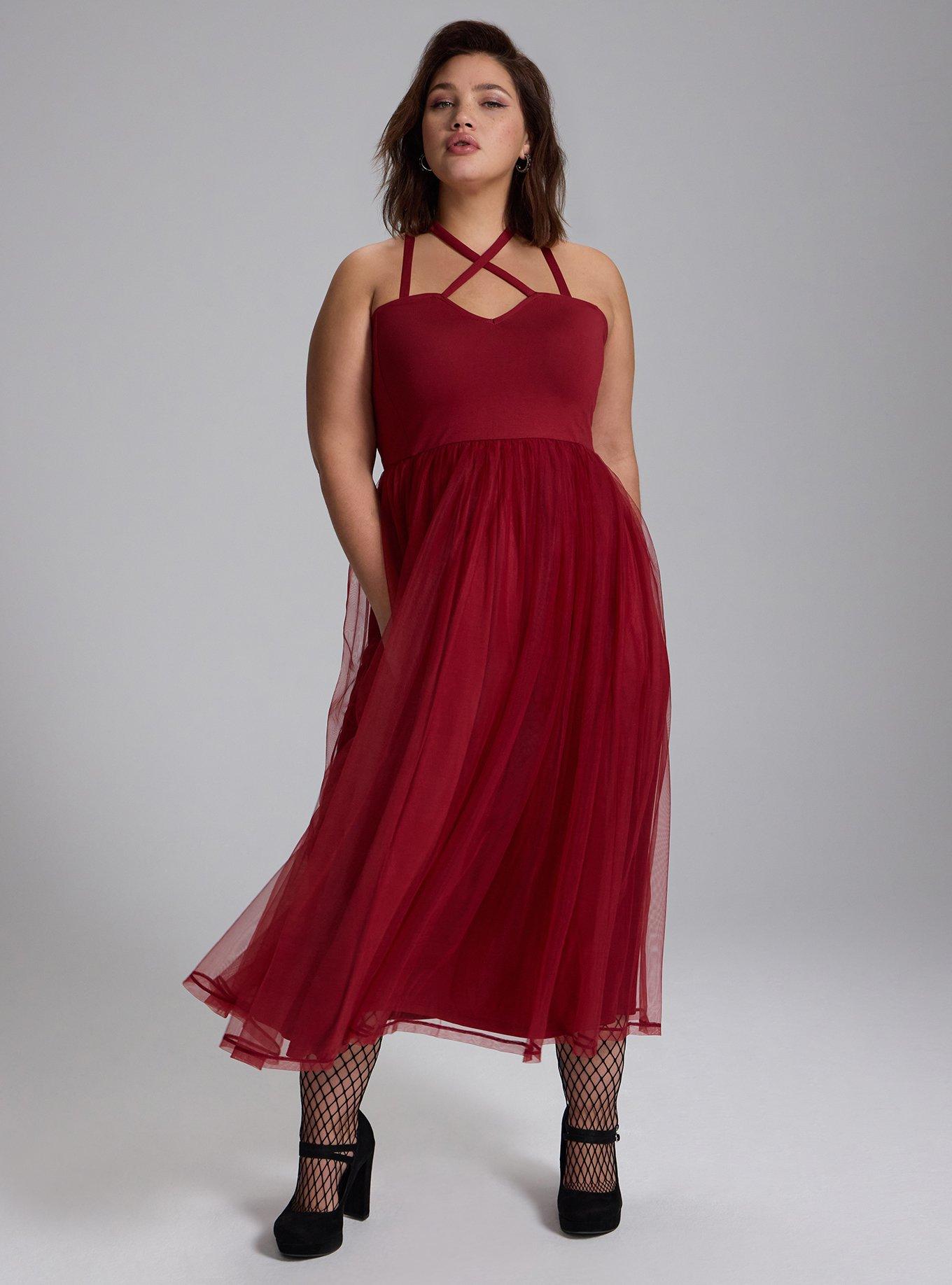 Nightfall Strappy Tulle Skirt Mini Dress, Sun Dried Tomato, hi-res