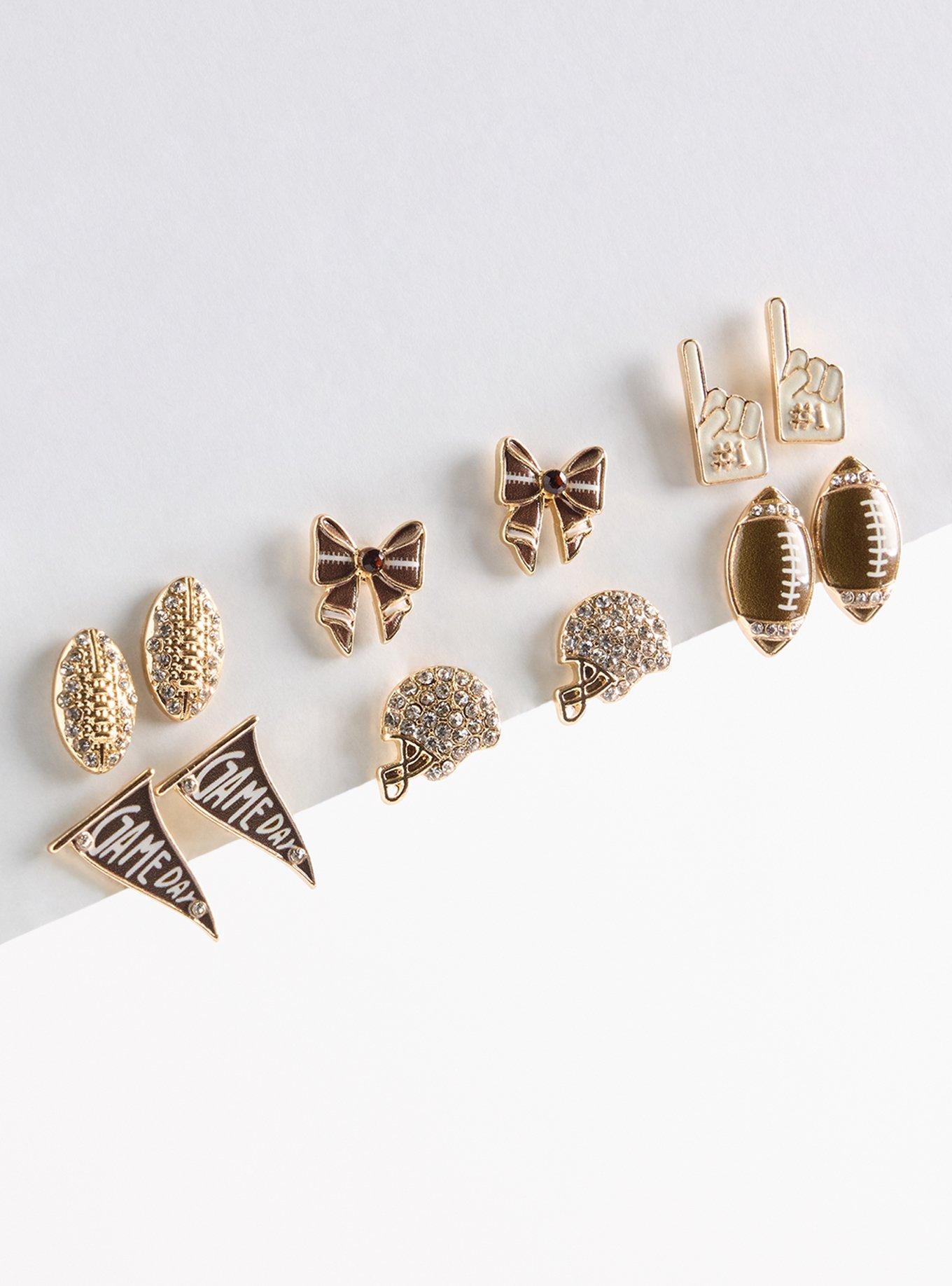 Plus Size Football Fall Stud Set, , hi-res