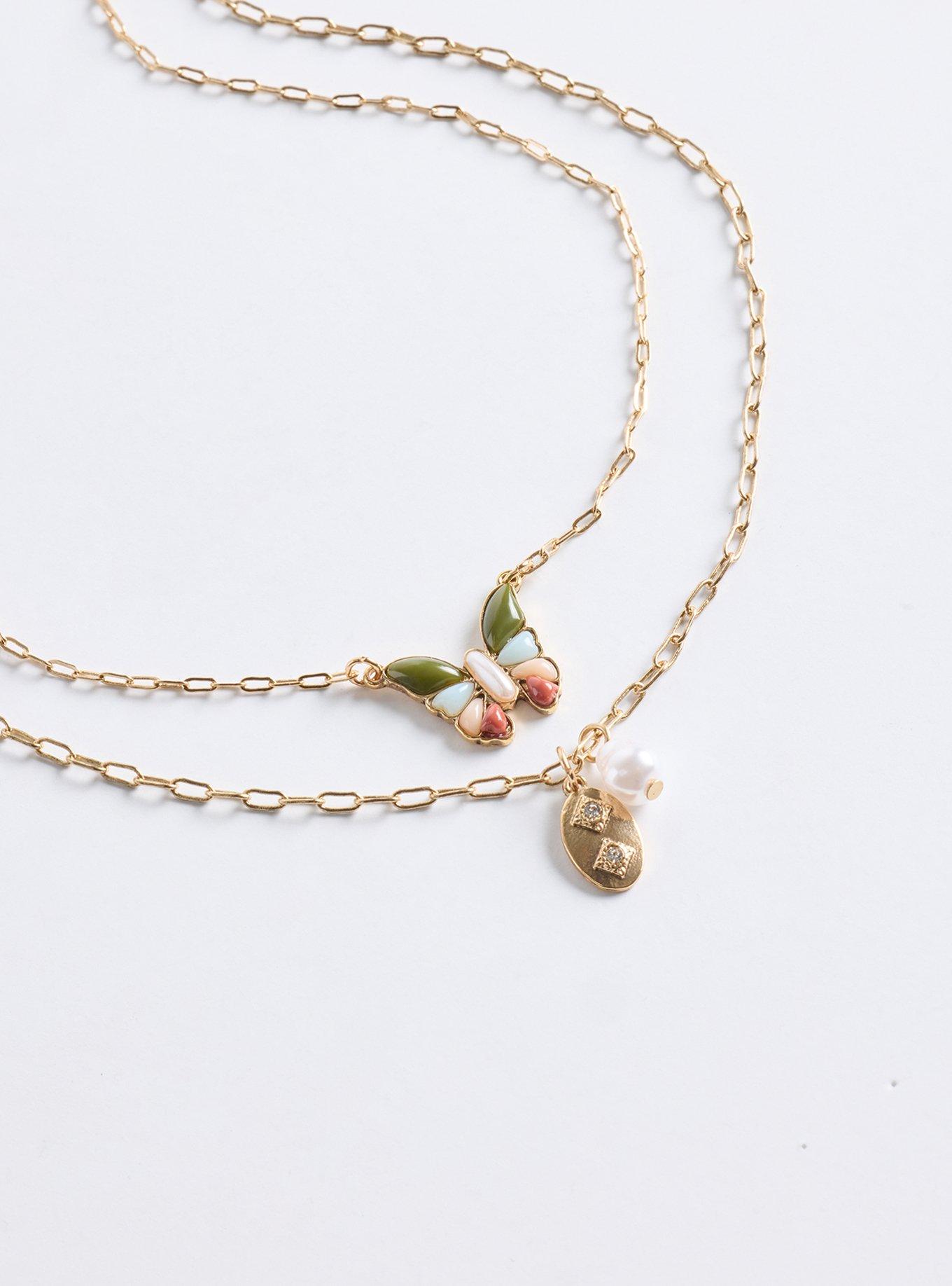 Plus Size Butterfly Layered Necklace, , alternate