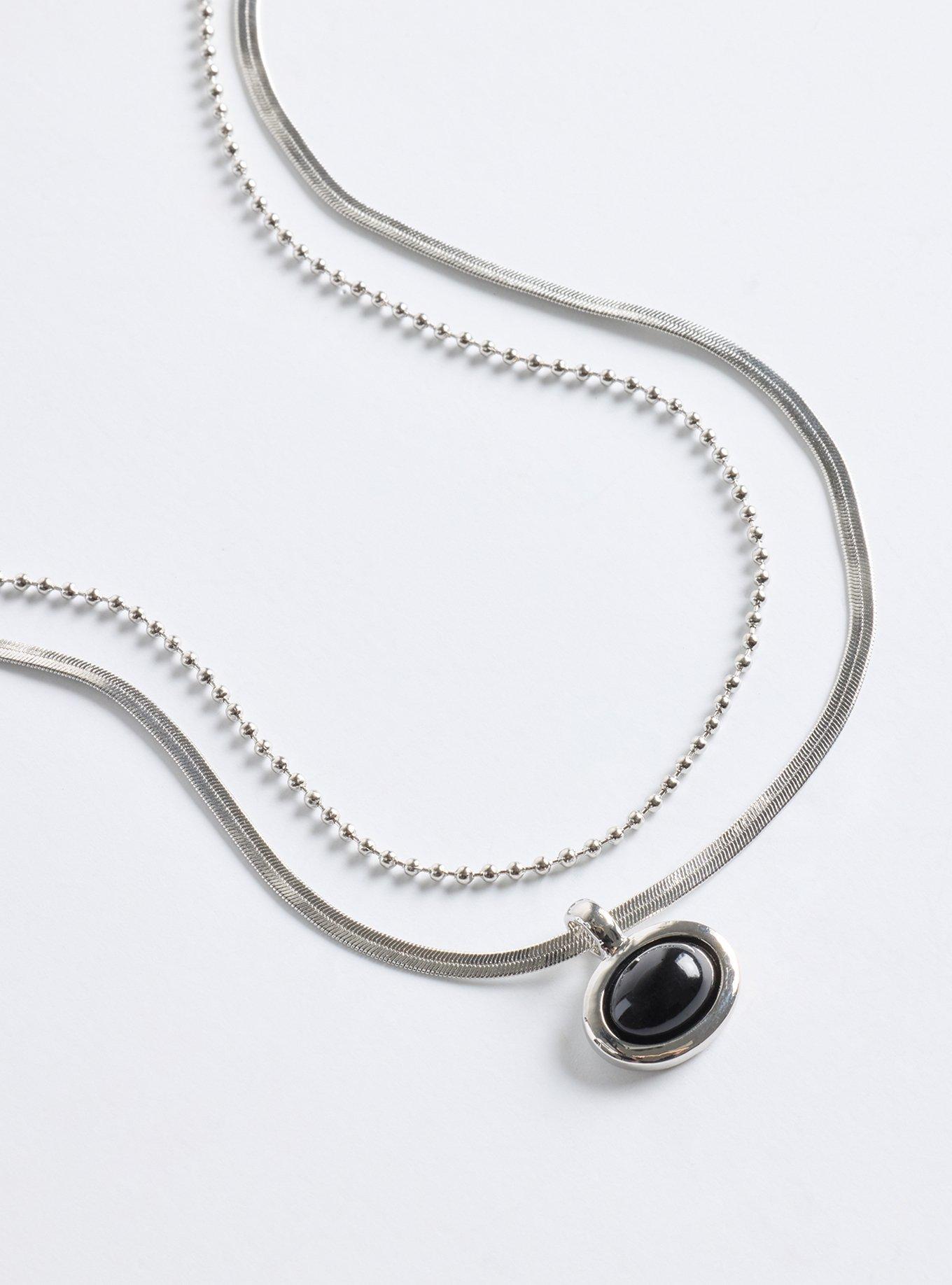 Plus Size Shotbead Layered Drop Necklace, , alternate