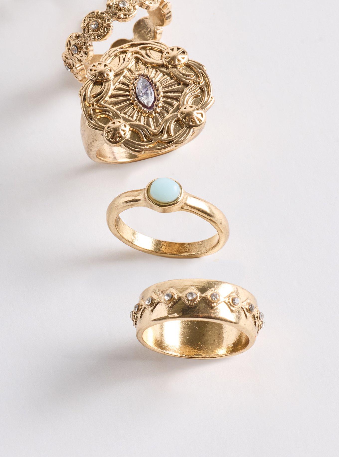Plus Size Butterfly Statement Ring Set, GOLD, alternate