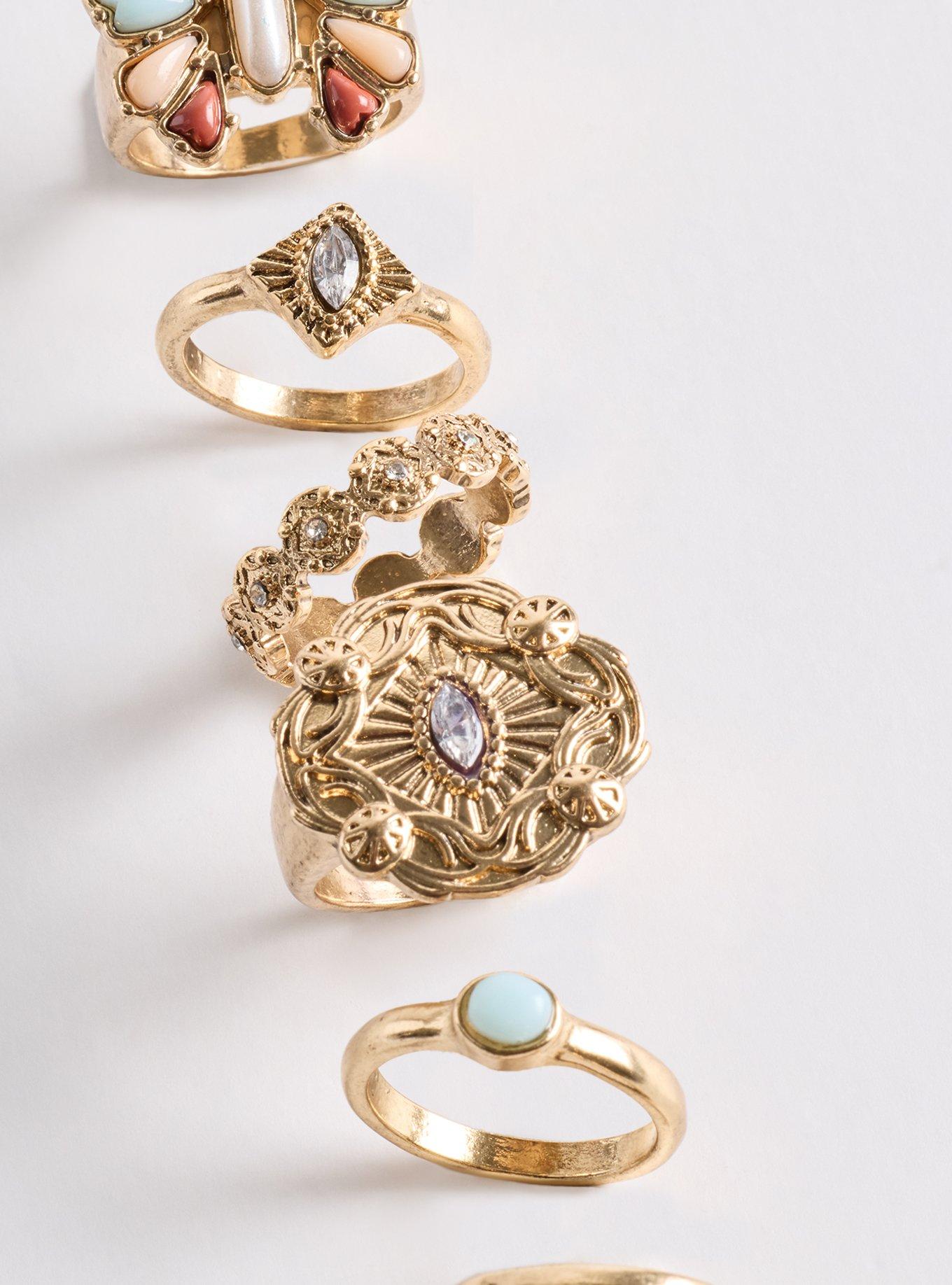 Plus Size Butterfly Statement Ring Set, GOLD, alternate