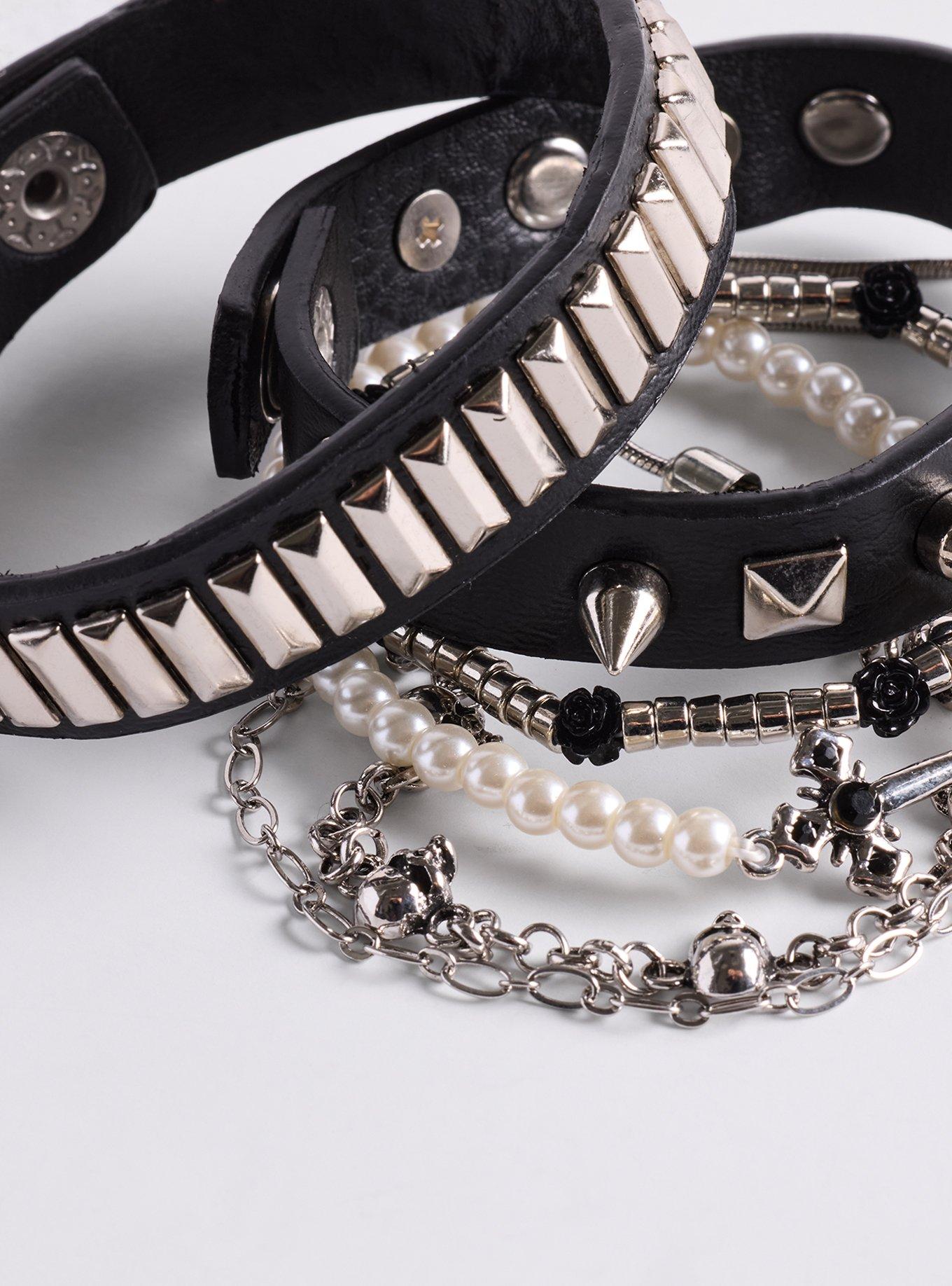 Skull & Dagger Bracelet Set, SILVER, alternate