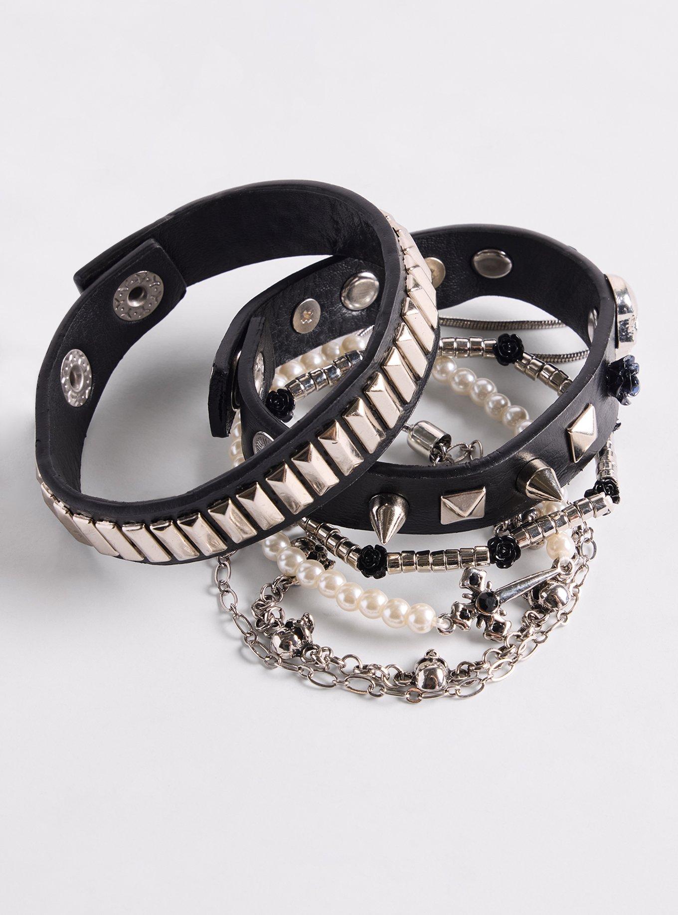 Skull & Dagger Bracelet Set, SILVER, hi-res