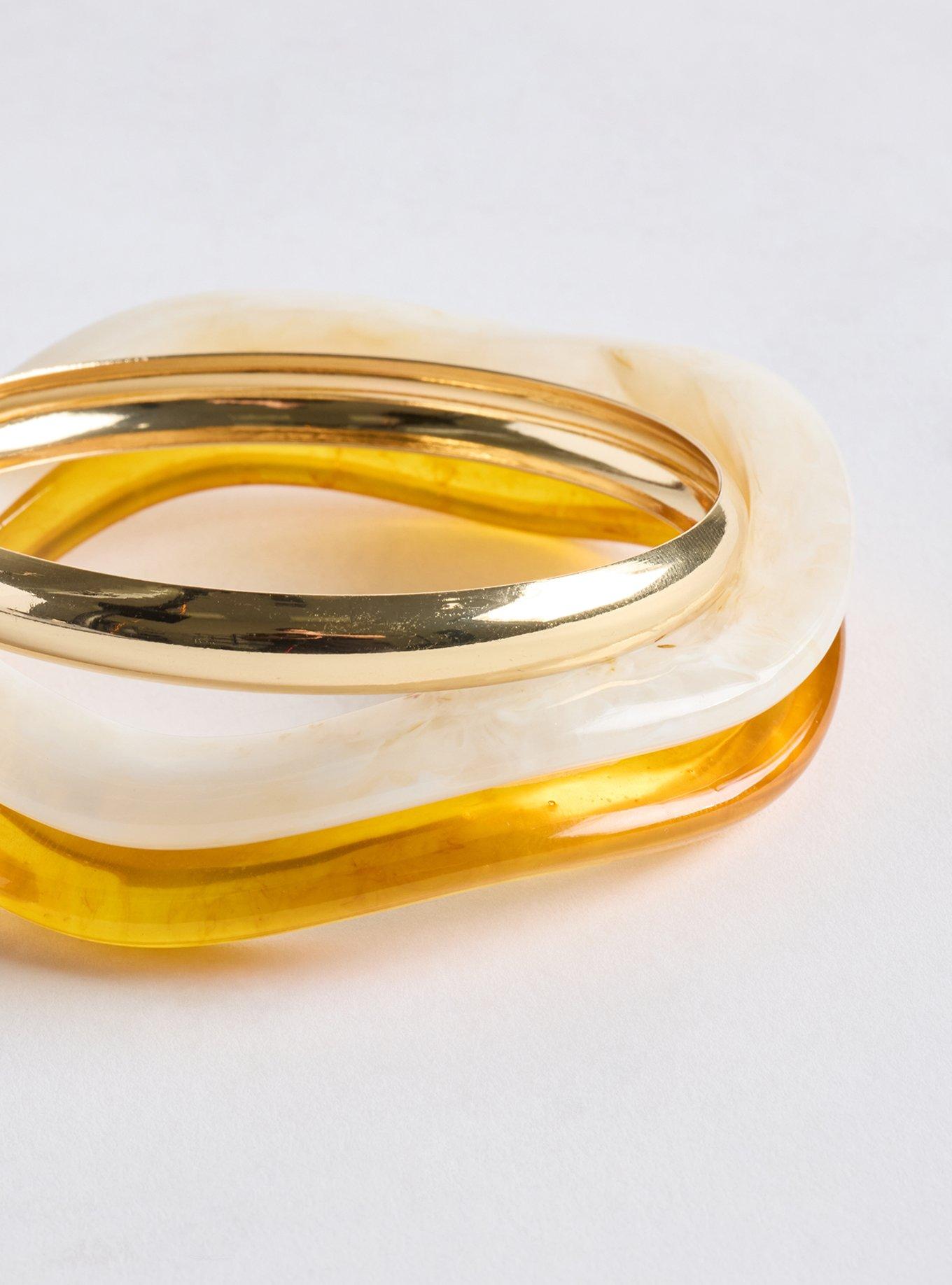 Resin Wavy Bangle Set, MULTI, alternate