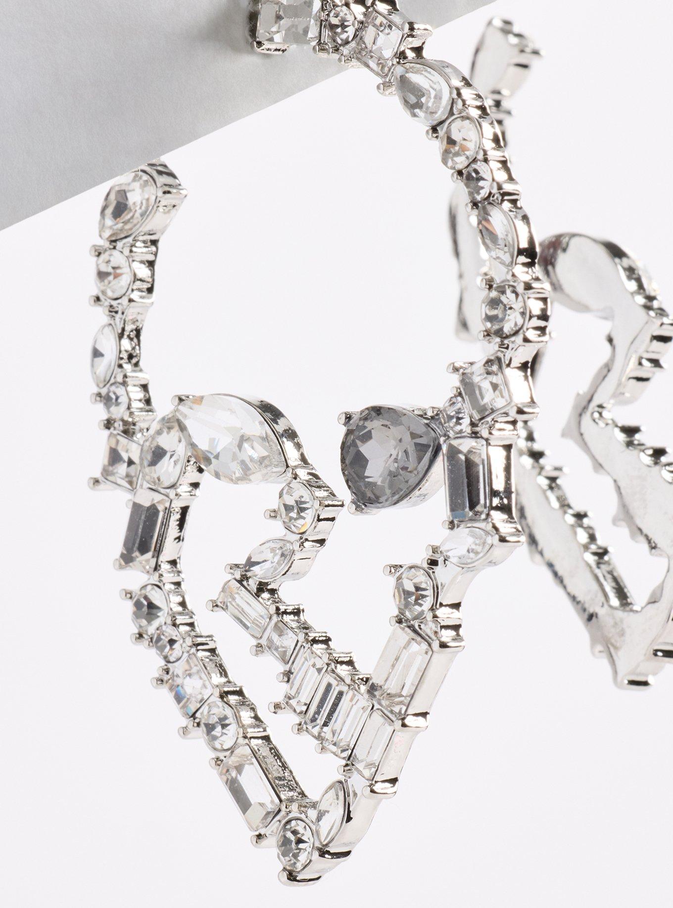 Plus Size Skull Rhinestone Statement Earrings, , alternate