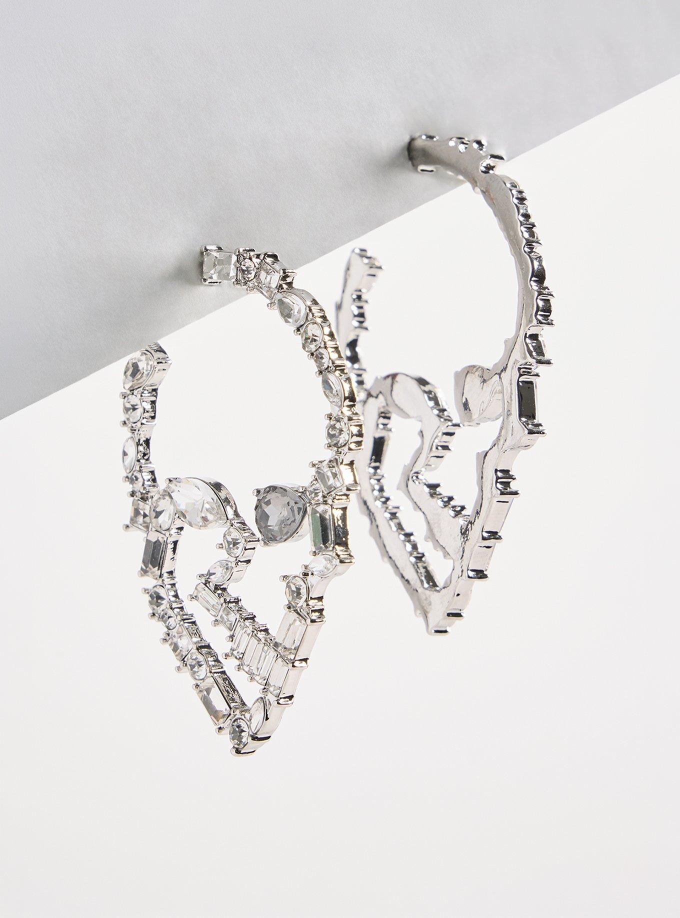 Plus Size Skull Rhinestone Statement Earrings, , hi-res