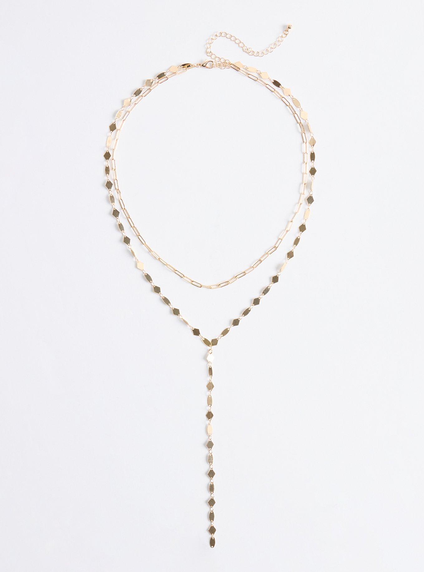 Plus Size Layered Lariat Necklace, , hi-res