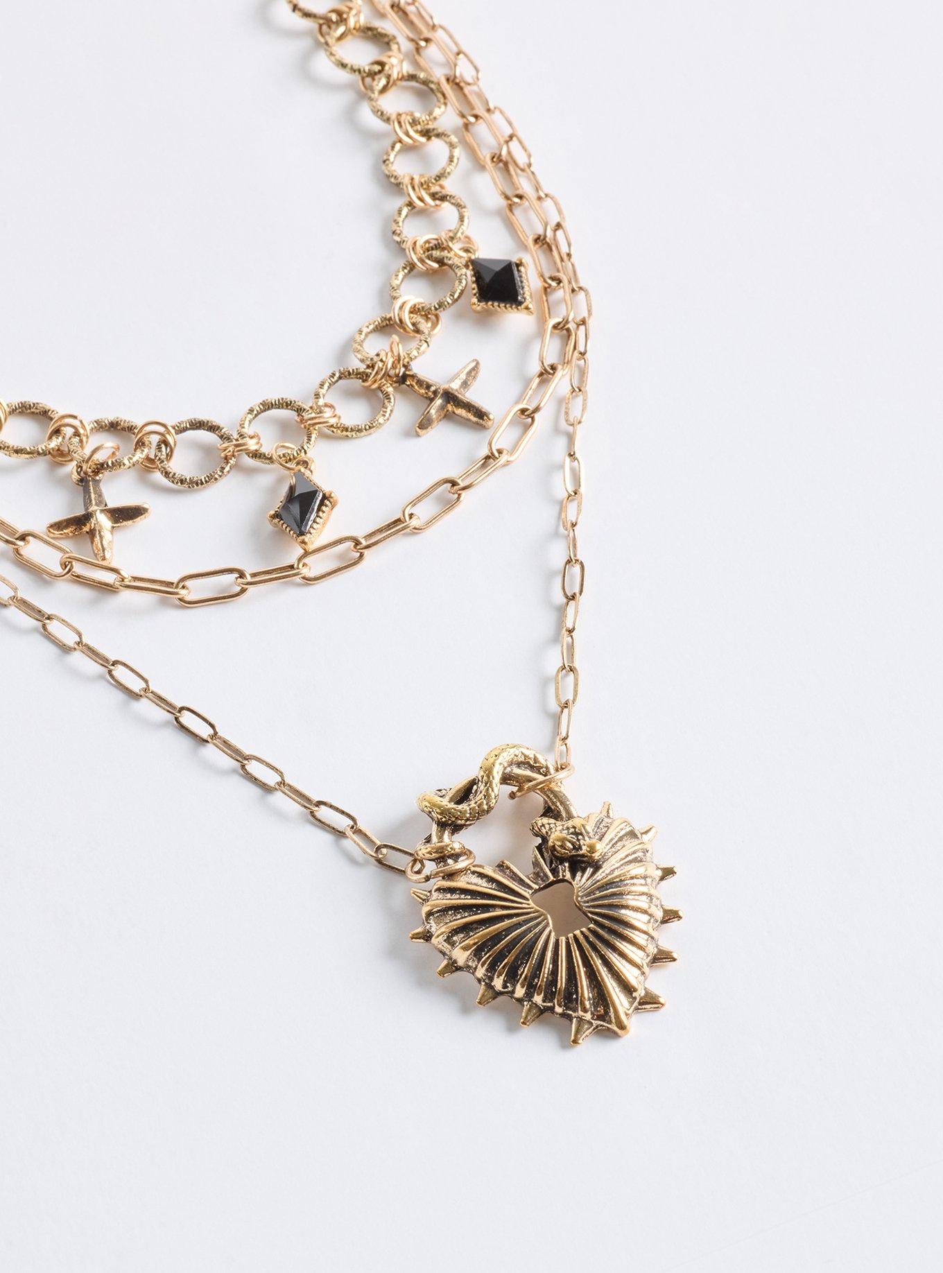 Plus Size Snake Lock Layered Necklace, , alternate