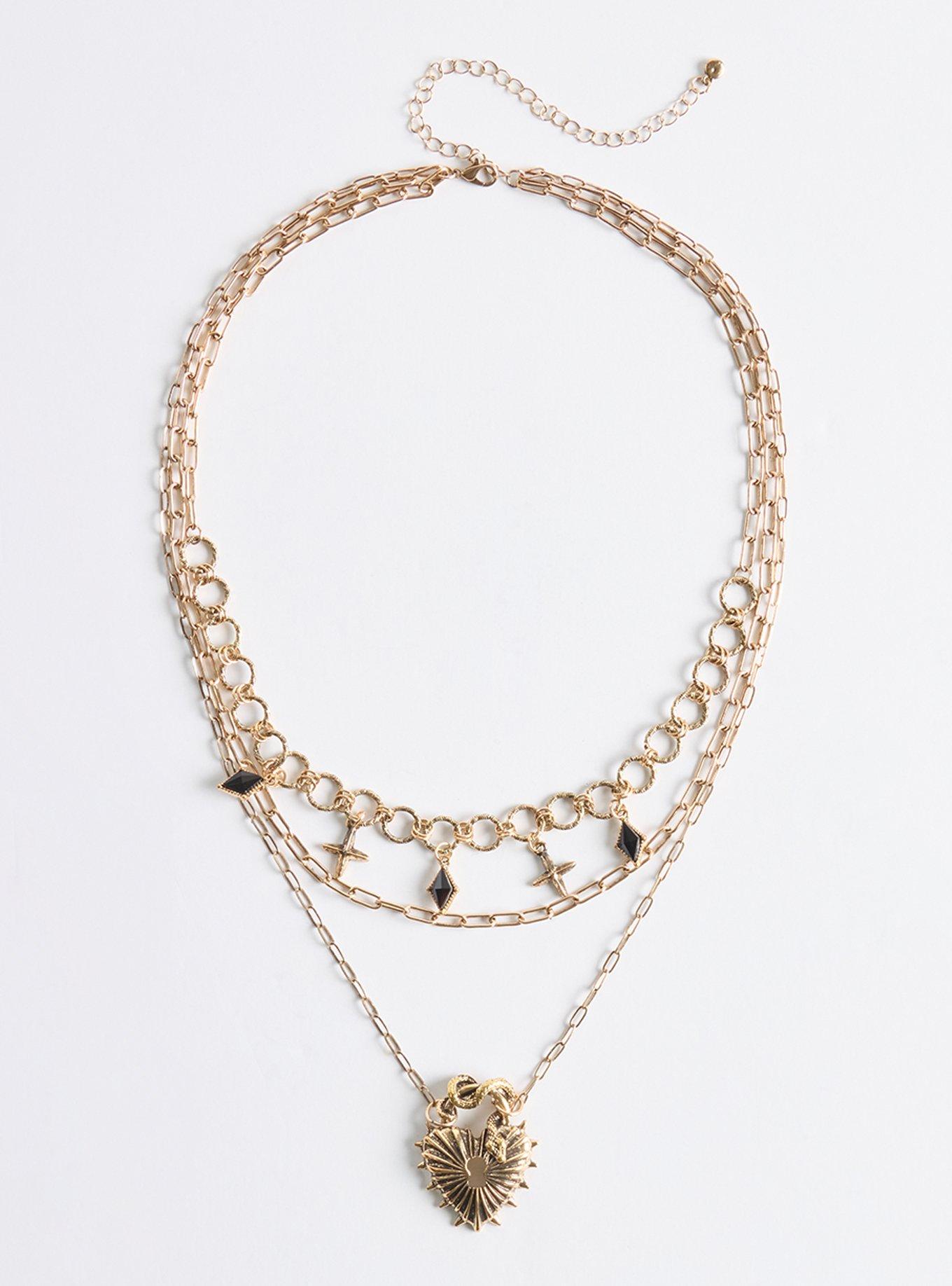 Plus Size Snake Lock Layered Necklace, , hi-res