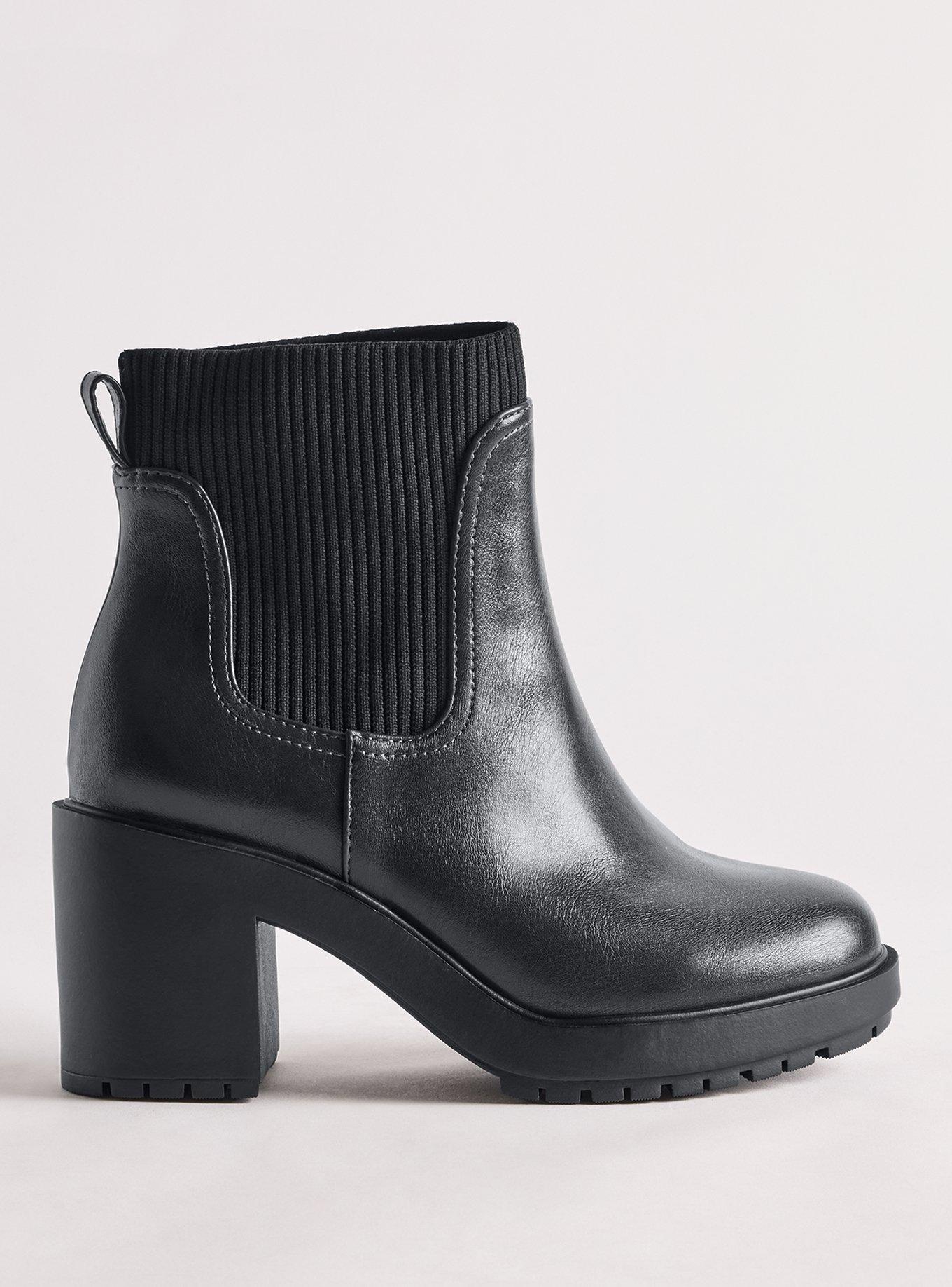 Heeled Lug Sole Chelsea Bootie (WW), BLACK, alternate